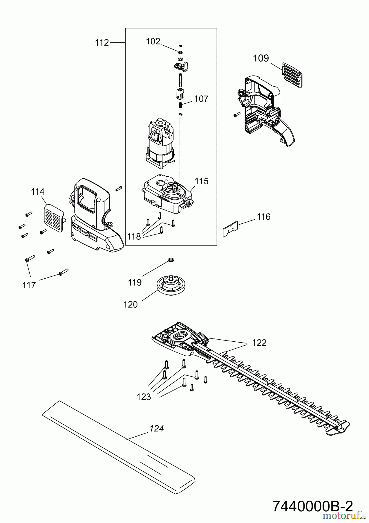  Wolf-Garten Heckenscheren HSE 45 V 7440000 Serie B  (2008) Elektromotor, Messer