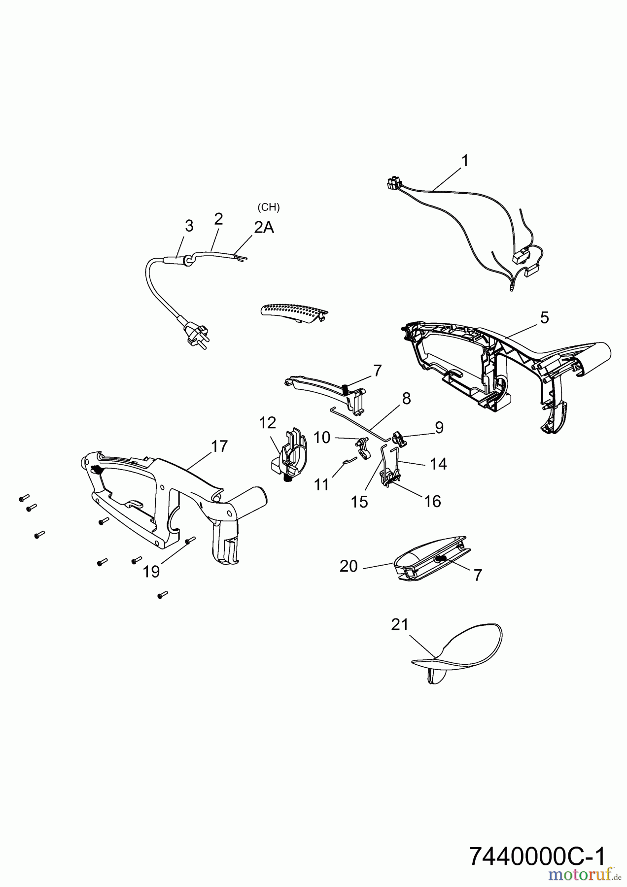  Wolf-Garten Heckenscheren HSE 45 V 7440000  (2013) Handgriff, Schalter, Stiel