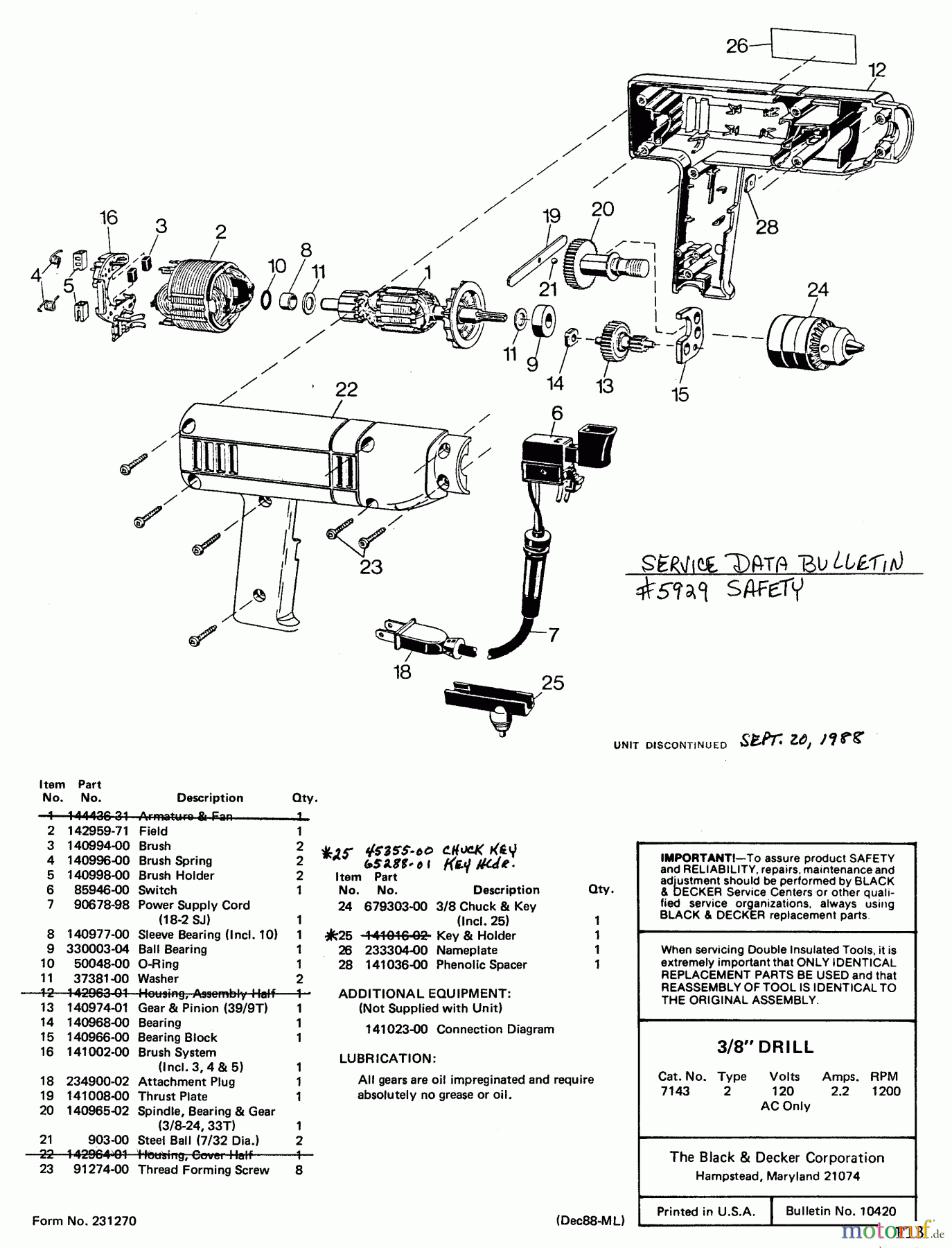  BLACK+DECKER INNENAUSSTATTUNG BOHRER 3/8 DRILL 7143 Seite 2