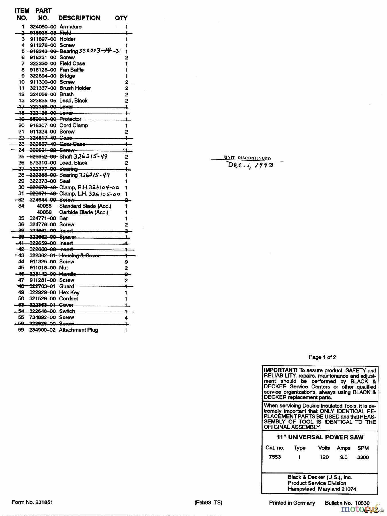 BLACK+DECKER INNENAUSSTATTUNG SÄGE UNIVERSALSÄGE 7553 Seite 1