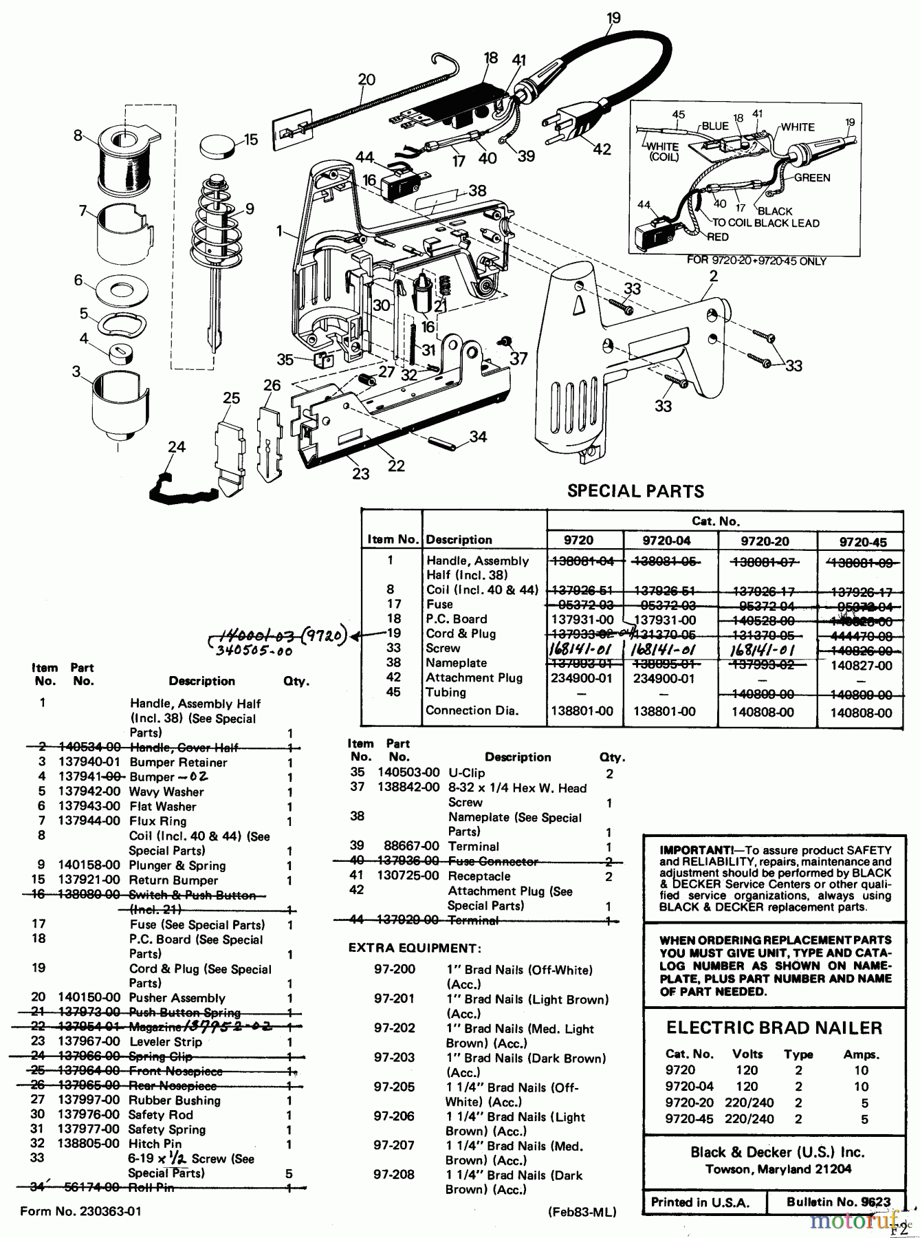  BLACK+DECKER PROFESSIONELL ZUBEHÖR, ANBAUGERÄTE & UNMOTORISIERT ELECTRIC BRAD NAILER 9720 Seite 2