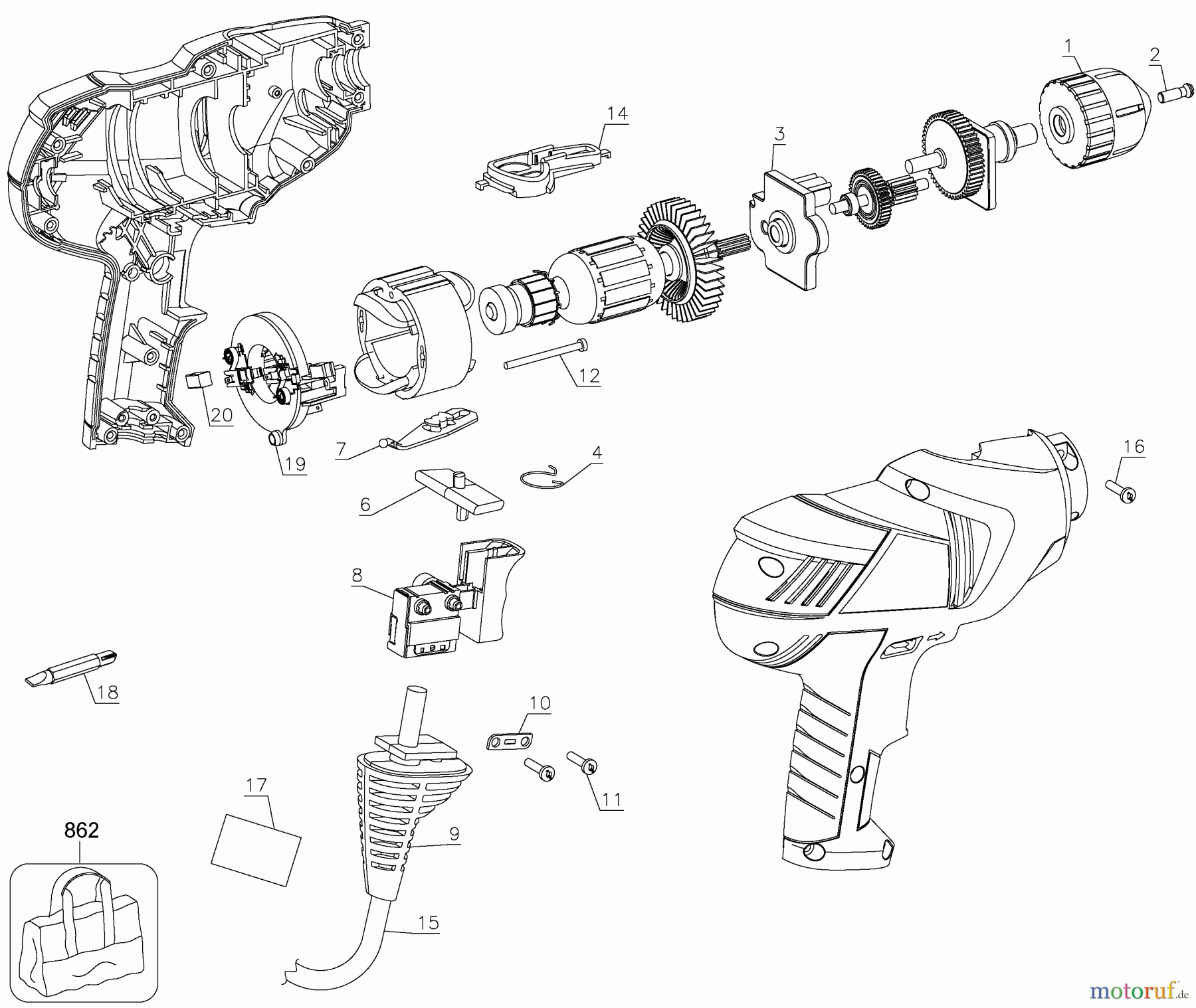  BLACK+DECKER INNENAUSSTATTUNG BOHRER 3/8 DRILL/DRIVER DR250B Seite 1
