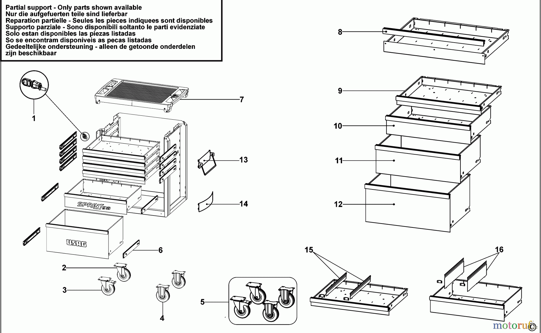  USAG STORAGE WORKCENTRES WERKSTATTWAGEN 518 SP6V Seite 1