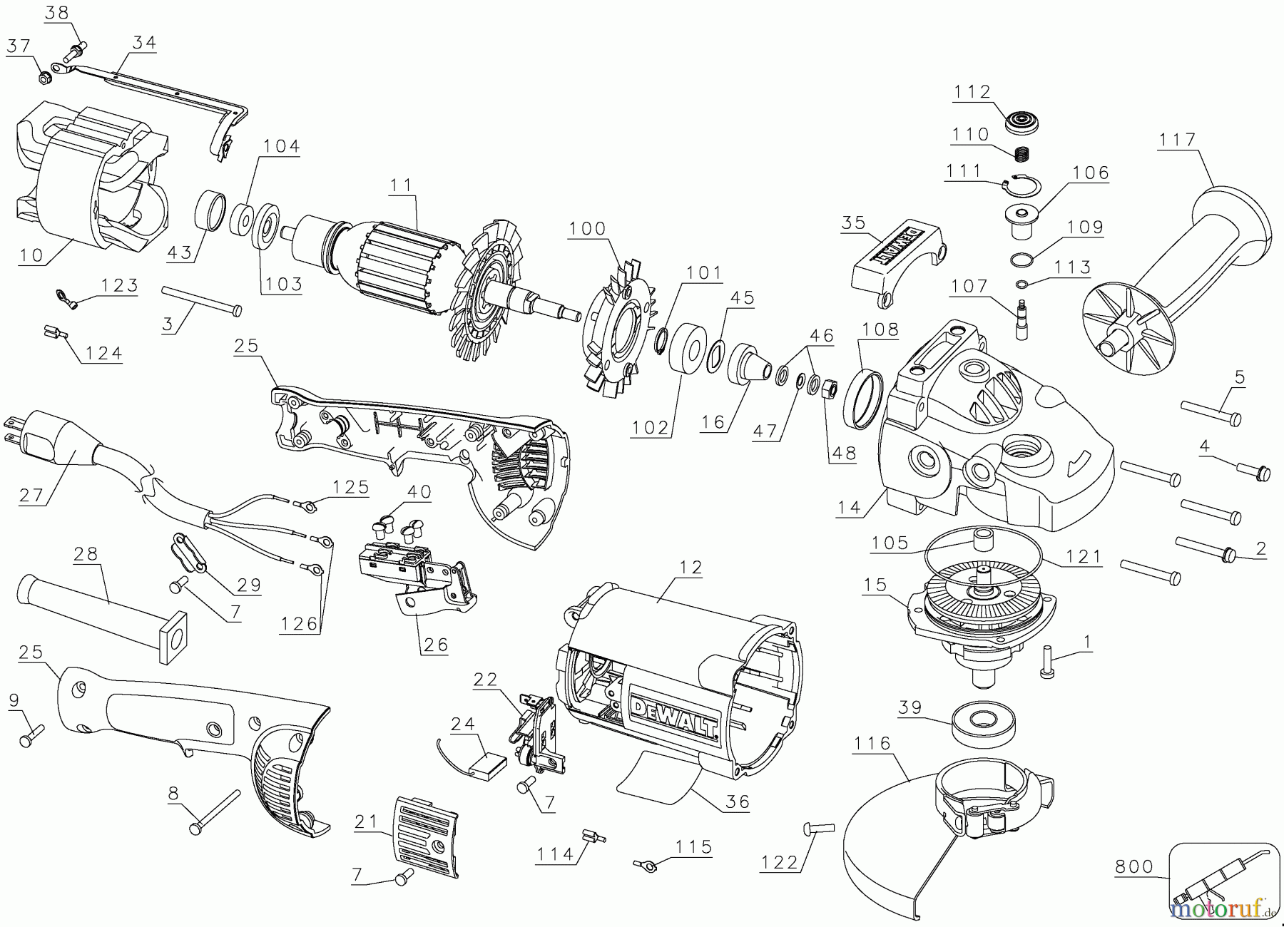  DEWALT METALLBEARBEITUNG WINKELSCHLEIFER 230MM 5000RPM LAG W/9INCH GUARD D28493N Seite 1