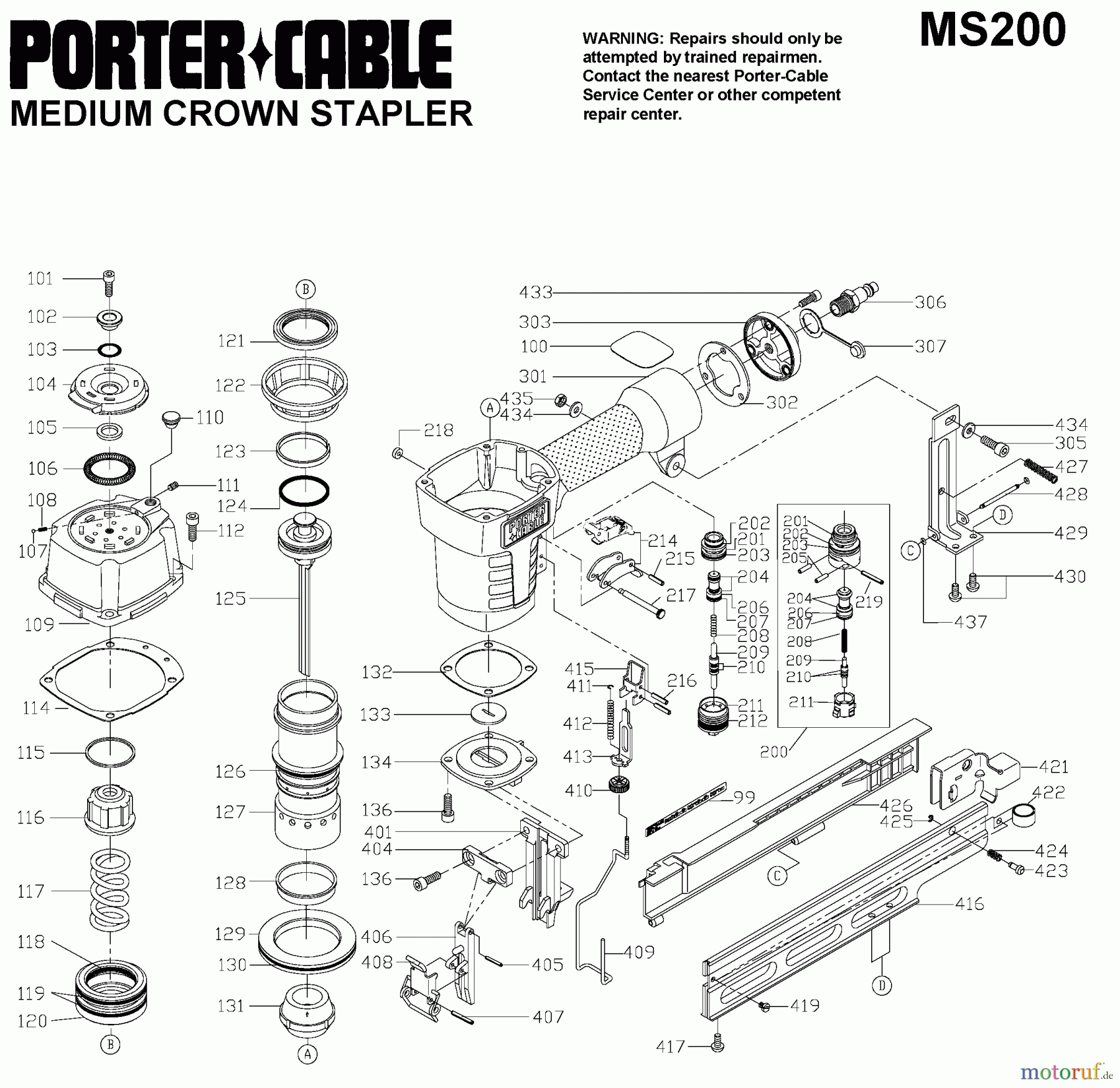 PORTER CABLE CORDED SANDERS/GRINDERS SCHLEIFER MS200 Seite 1