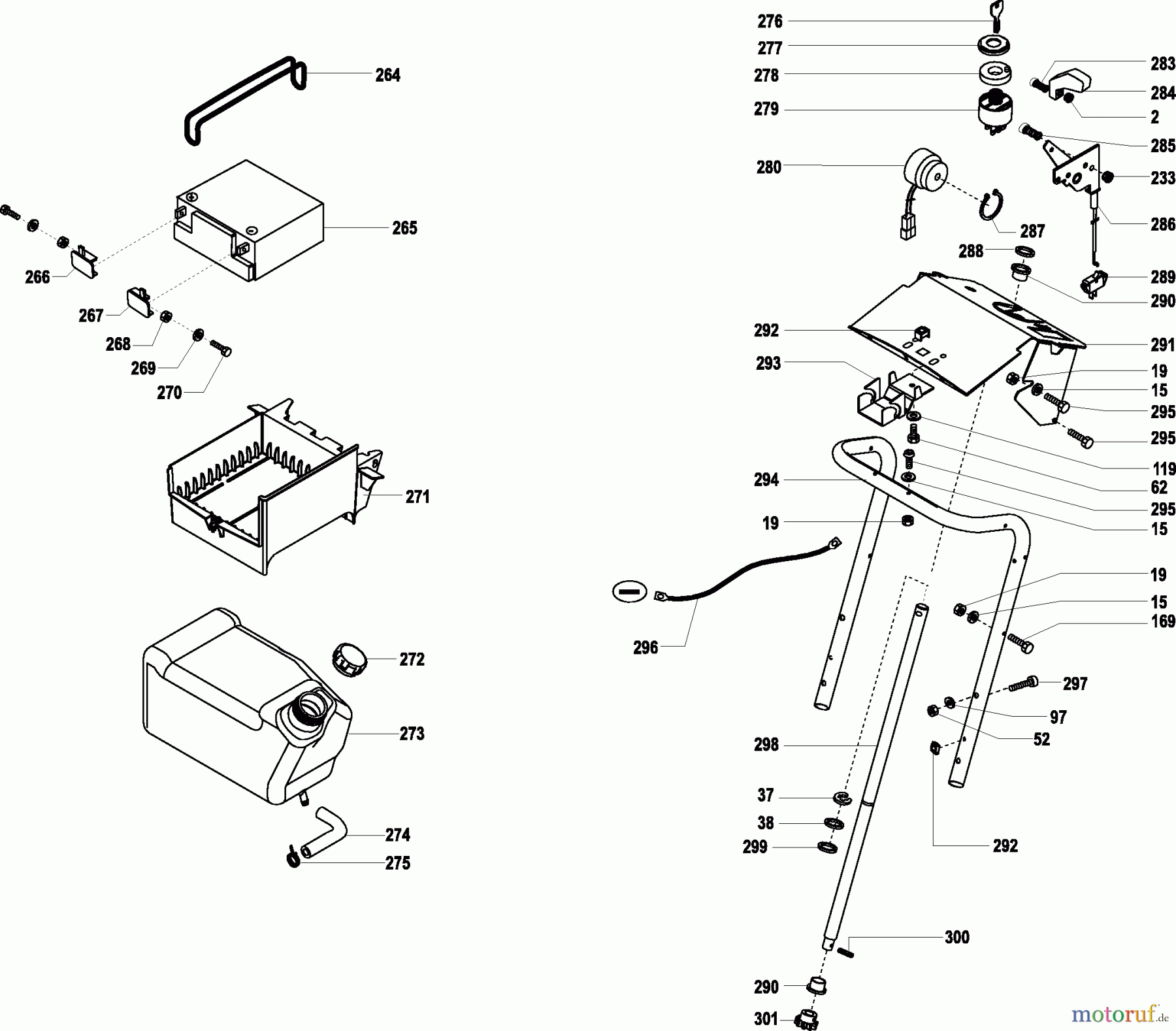  Dolmar Rasentraktoren TM-102.17 H TM-102.17 H (2002) 8  TANK, BATTERIE, LENKSÄULE