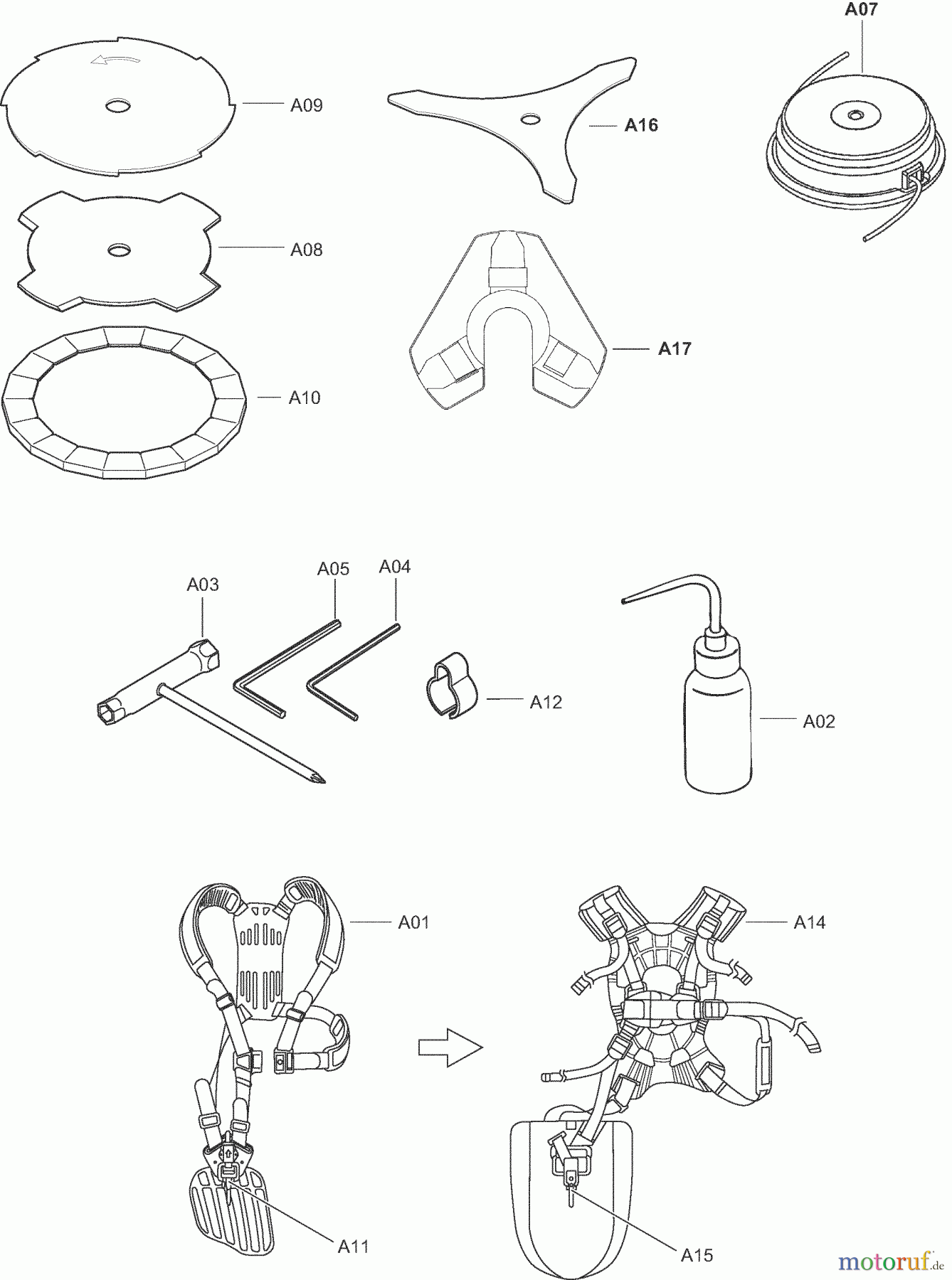 Dolmar Motorsensen & Trimmer Benzin 4-Takt MS2454UE 4 Werkzeuge, Zubehör