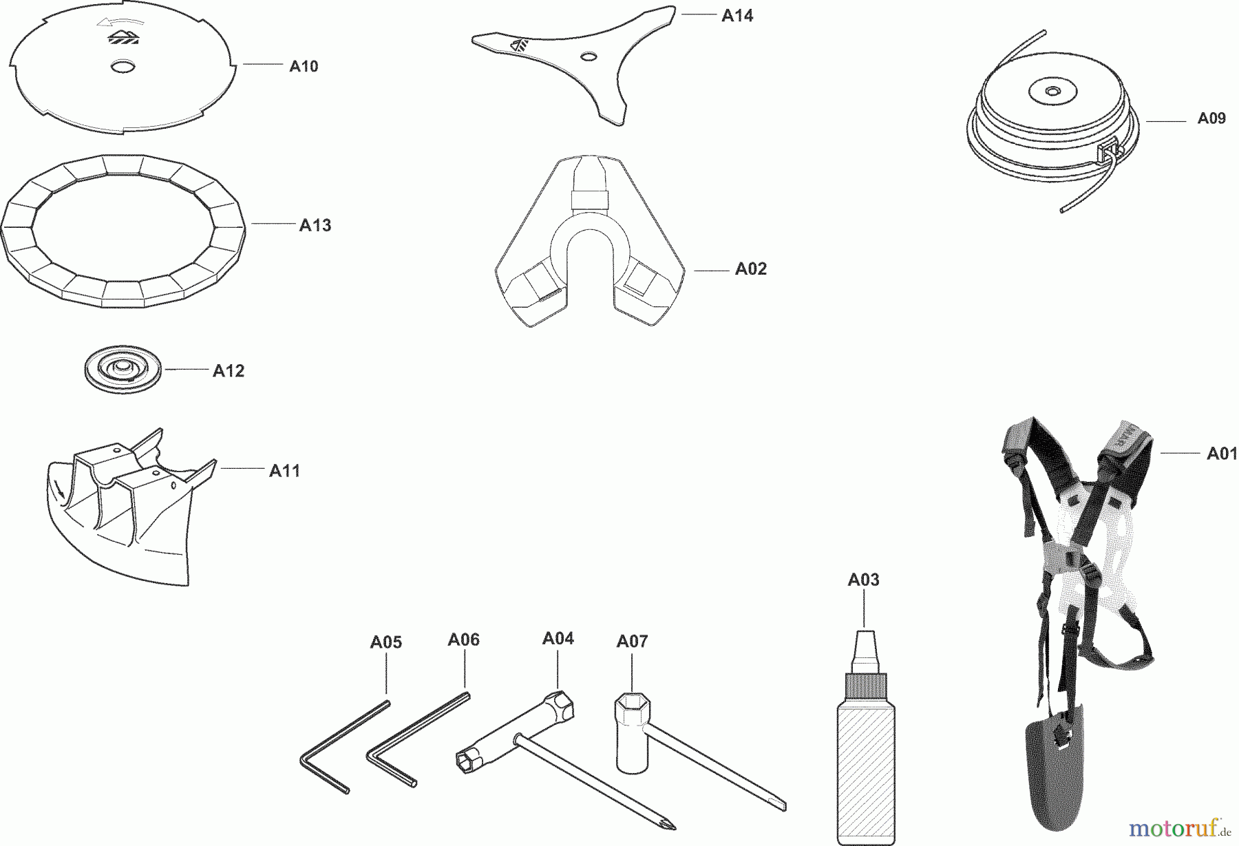 Dolmar Motorsensen & Trimmer Benzin 4-Takt MS4304U 5 Werkzeuge, Zubehör