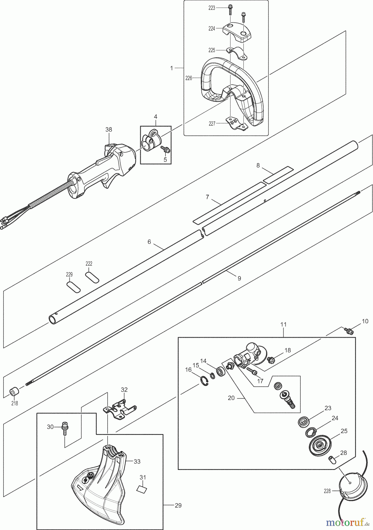  Dolmar Motorsensen & Trimmer Benzin 4-Takt MS-256.4 C (USA) 1  Hauptrohr, Griff, Schutzhaube, Getriebe