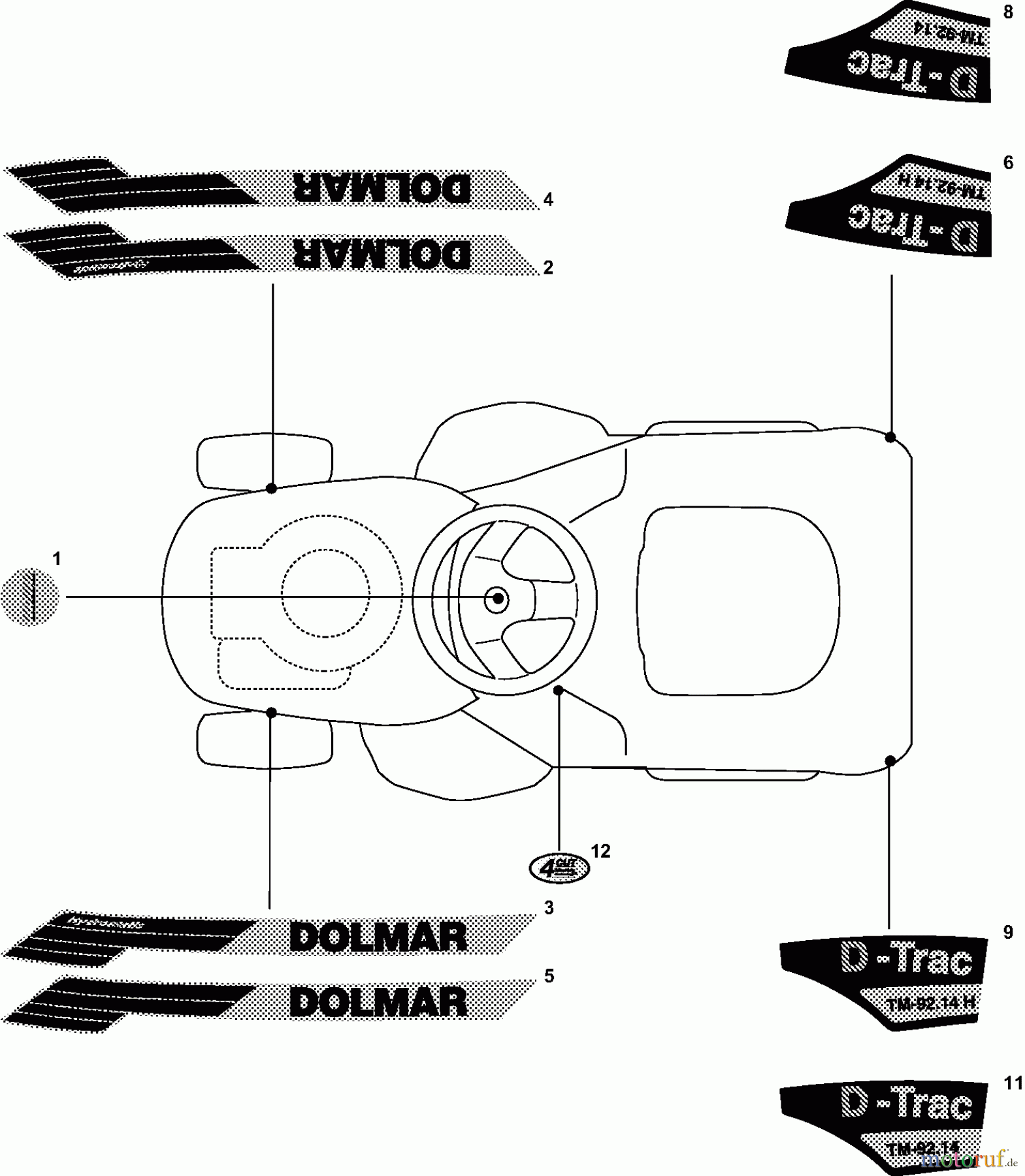  Dolmar Rasentraktoren TM9214 TM9214 (2015-2017) 14  AUFKLEBER