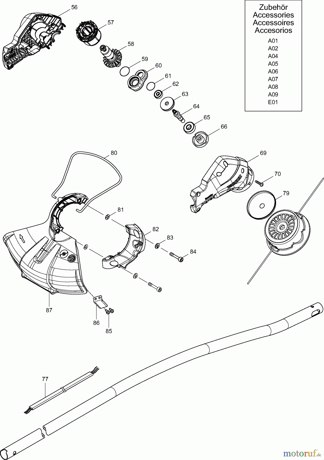  Dolmar Motorsensen & Trimmer Akku AT1832C 2  Motor, Schutzhaube, Zubehör