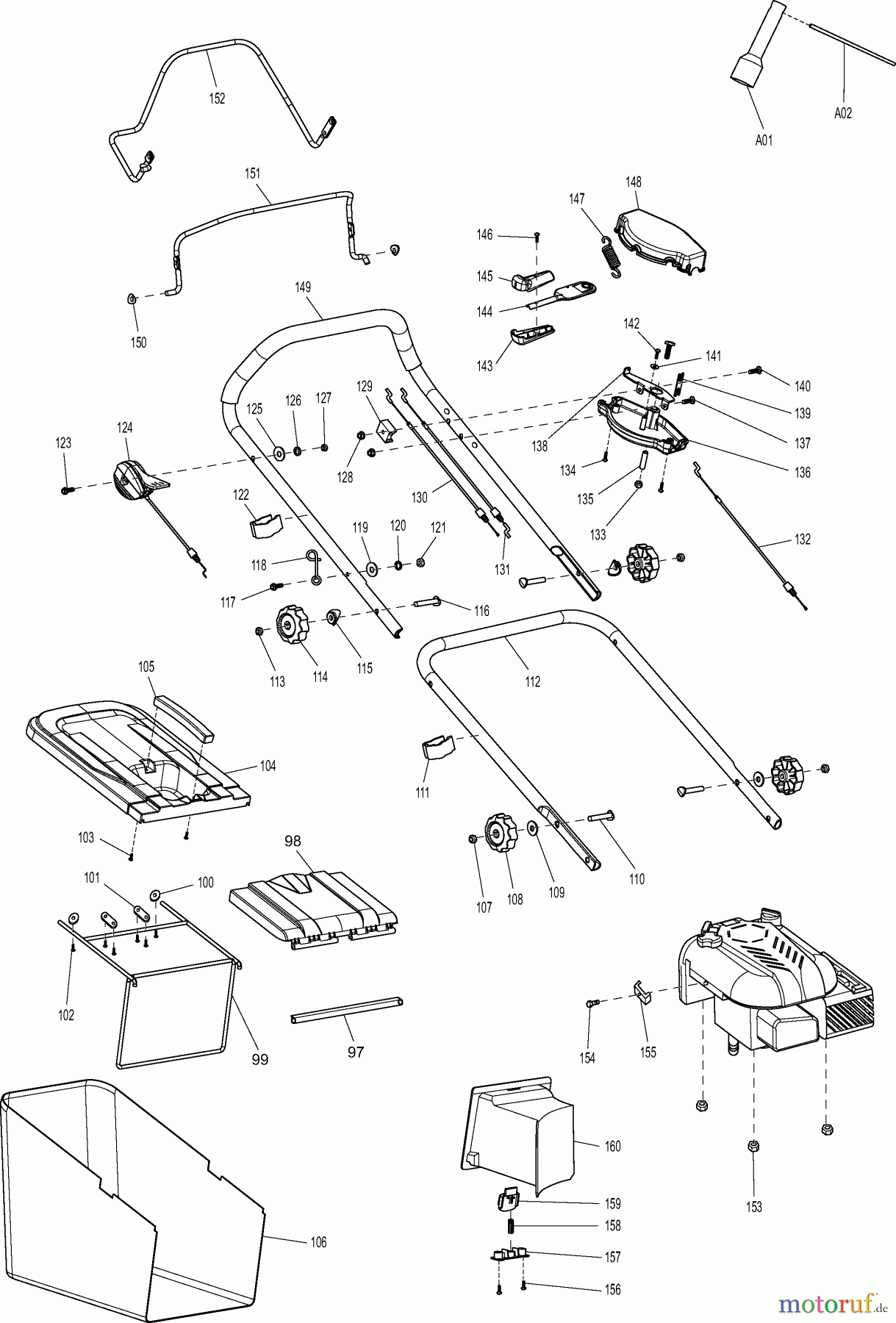 Dolmar Rasenmäher Benzin PM4601S3C 2 Führungsholm, Grasfangkorb