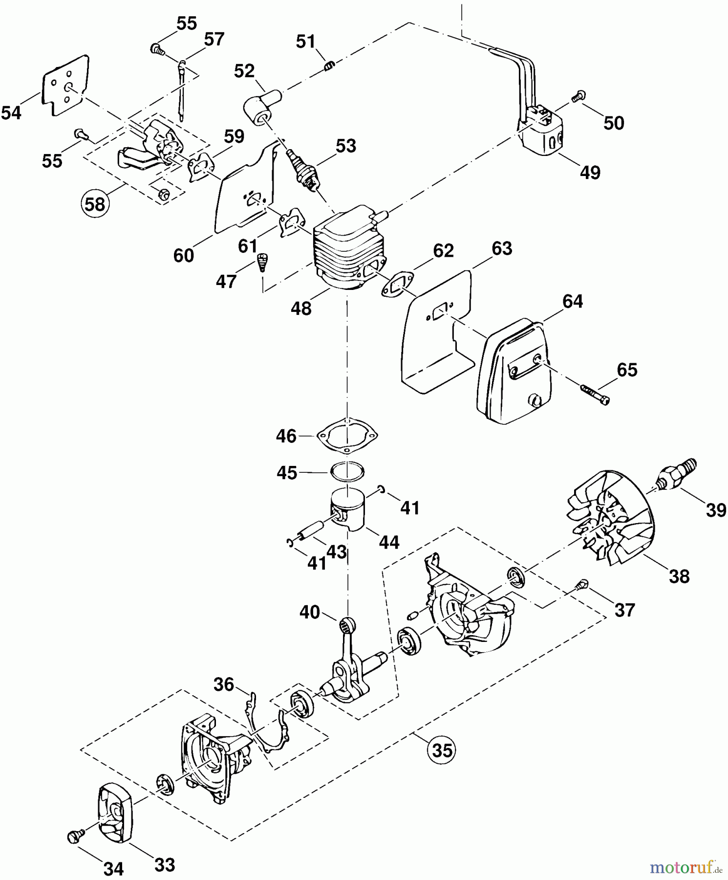 Dolmar Blasgeräte Benzin PB-250 3 Zylinder, Kurbeltrieb, Zünder, Schalldämpfer