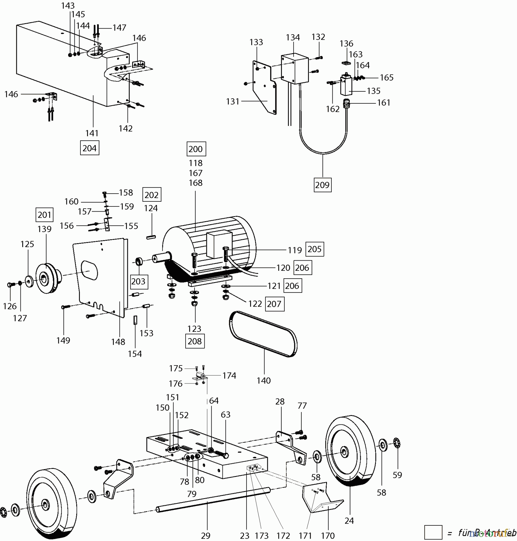 Dolmar Häcksler Elektro PH-6504 2 Motor, Motorkonsole, Räder