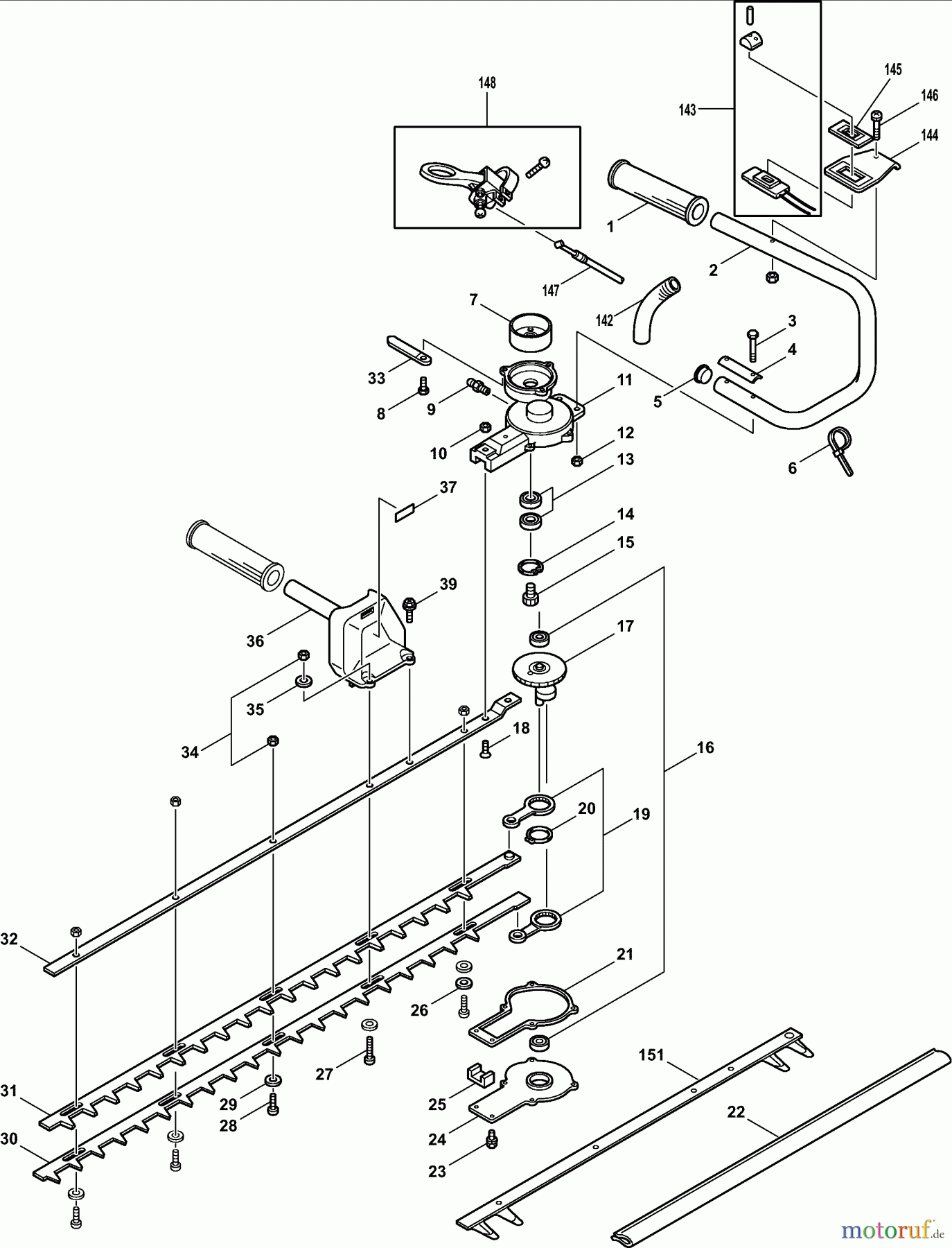  Dolmar Heckenscheren Benzin HT-2162 E (USA) 4  HT-2162 E (USA) Griffe, Getriebe, Scherblatt