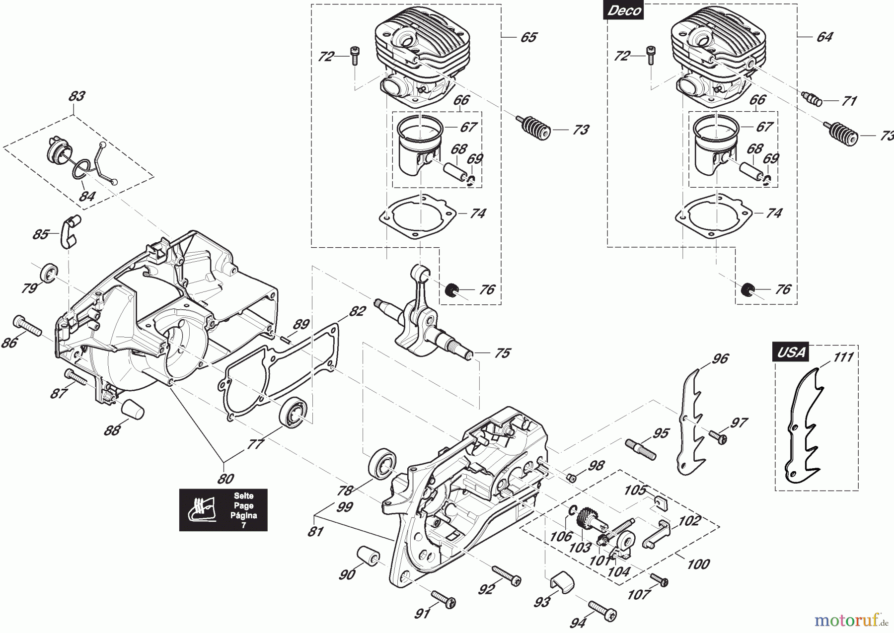 Dolmar Kettensägen Benzin Kettensäge PS-460 (USA,CDN) 3  Zylinder, Kurbelgehäuse