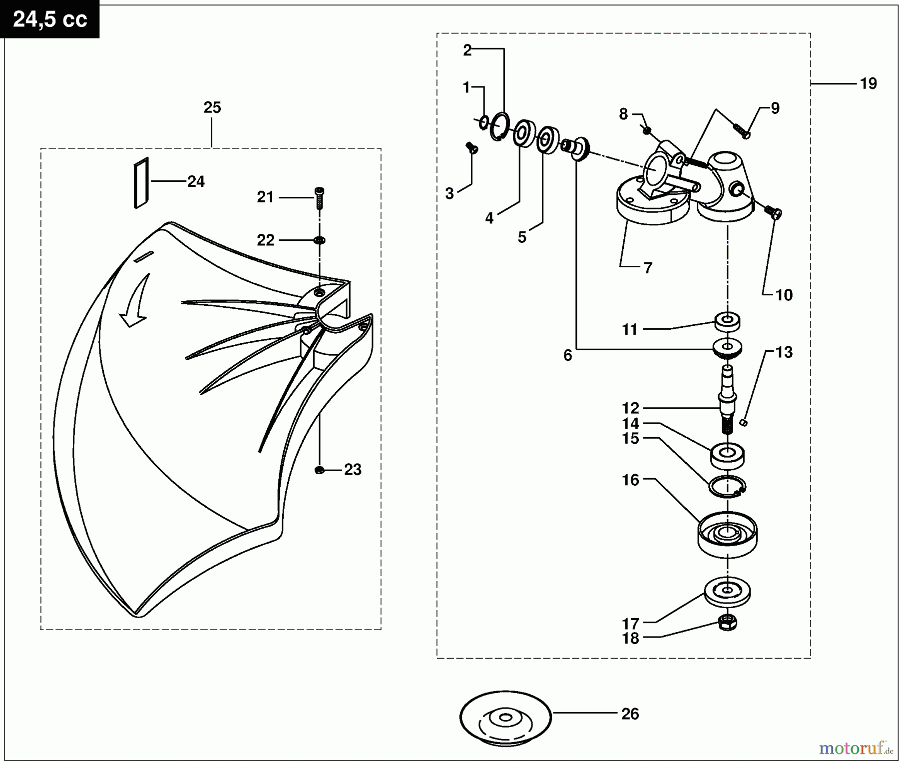  Dolmar Motorsensen & Trimmer Benzin 4-Takt MS-252.4 C 14  Schutzhaube, Winkelgetriebe