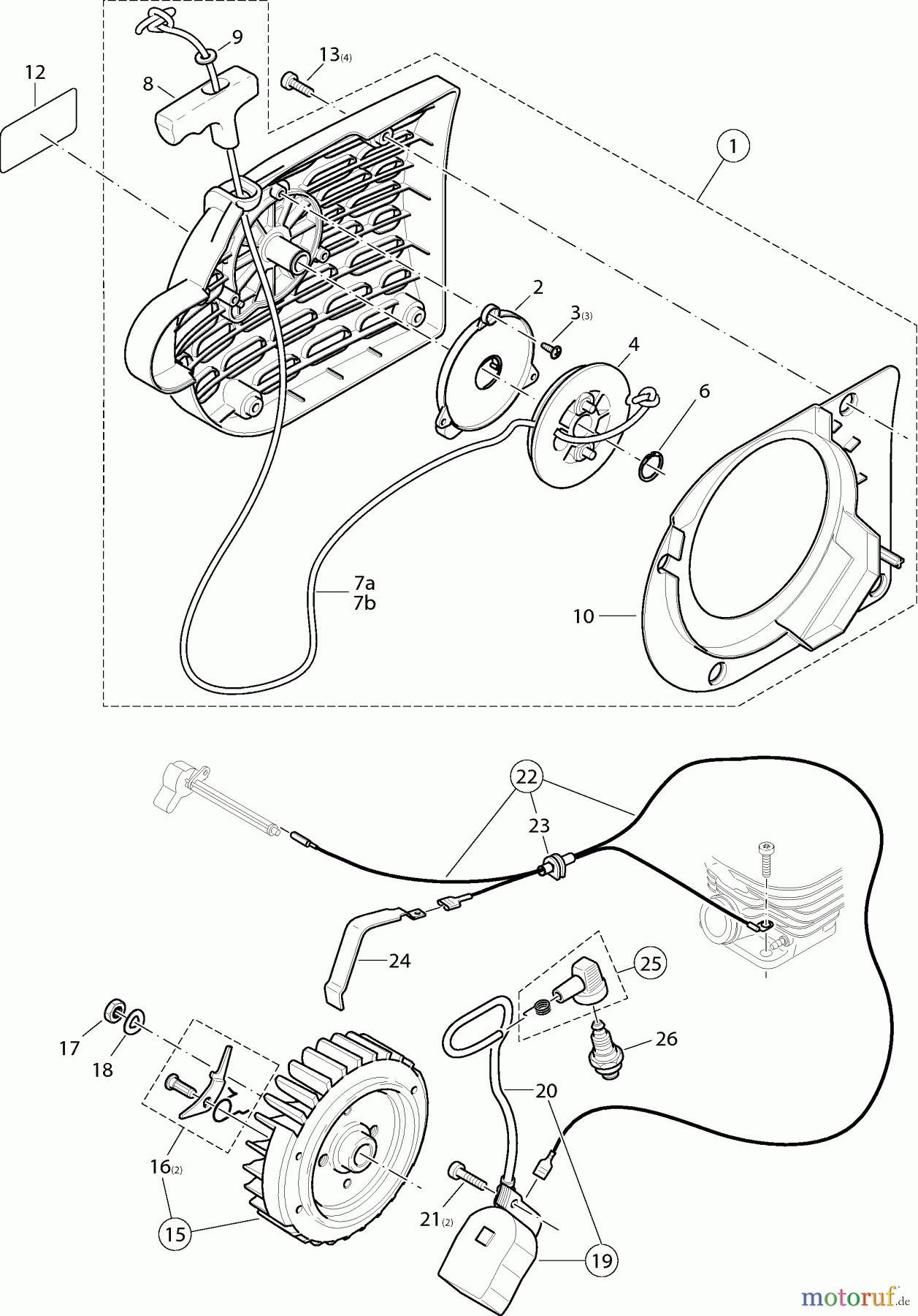  Dolmar Trennschleifer Benzin PC-6214 5  Anwerfvorrichtung, Magnetzünder