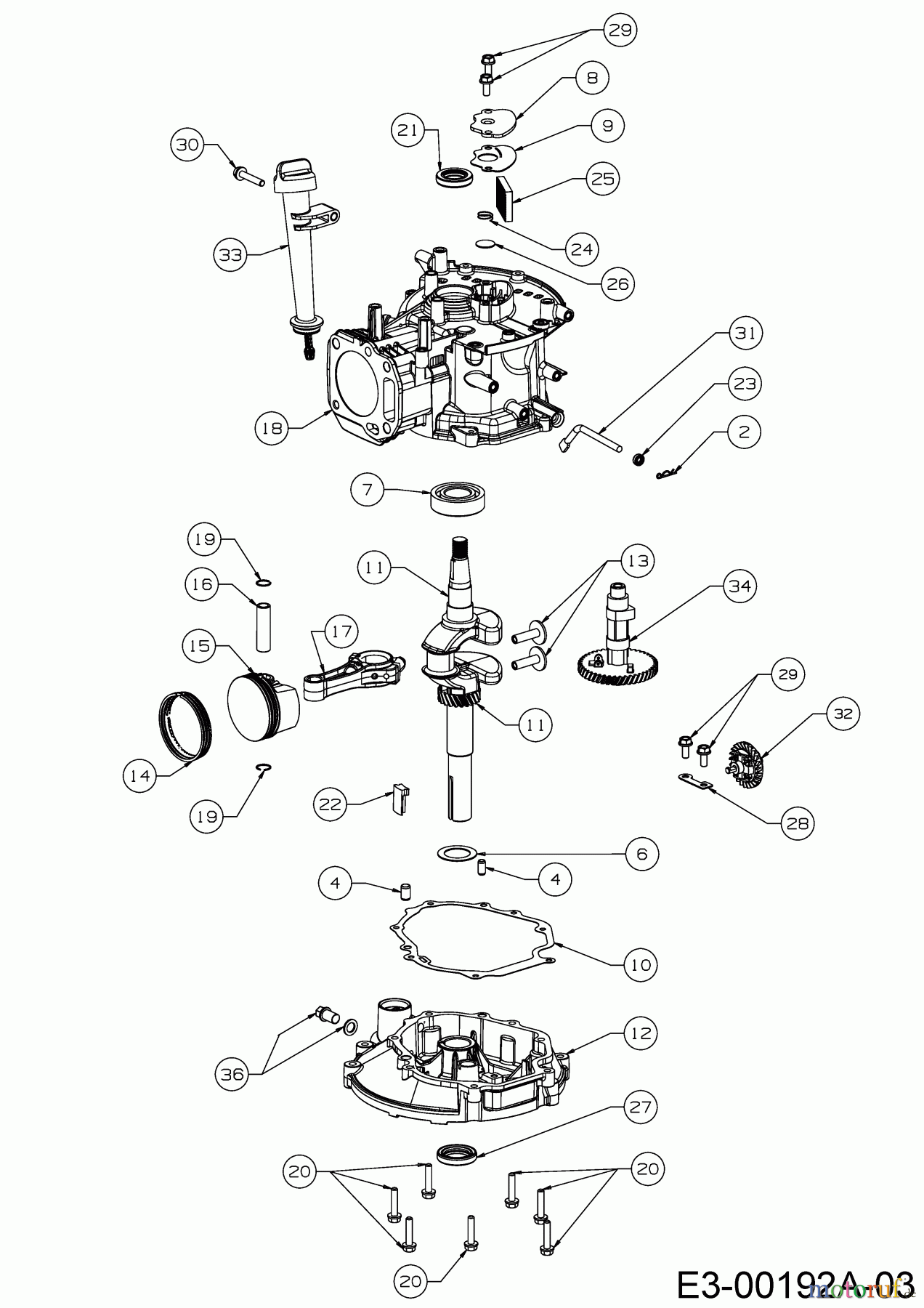  MTD-Motoren Vertikal 5X65MU 752Z5X65MU  (2018) Kolben, Kurbelwelle, Nockenwelle, Pleuel