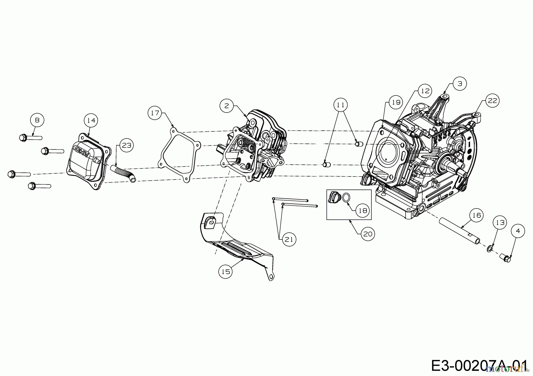  MTD-Motoren Horizontal 165-WU 752Z165-WU  (2020) Rumpfmotor, Ventildeckel, Zylinderkopf