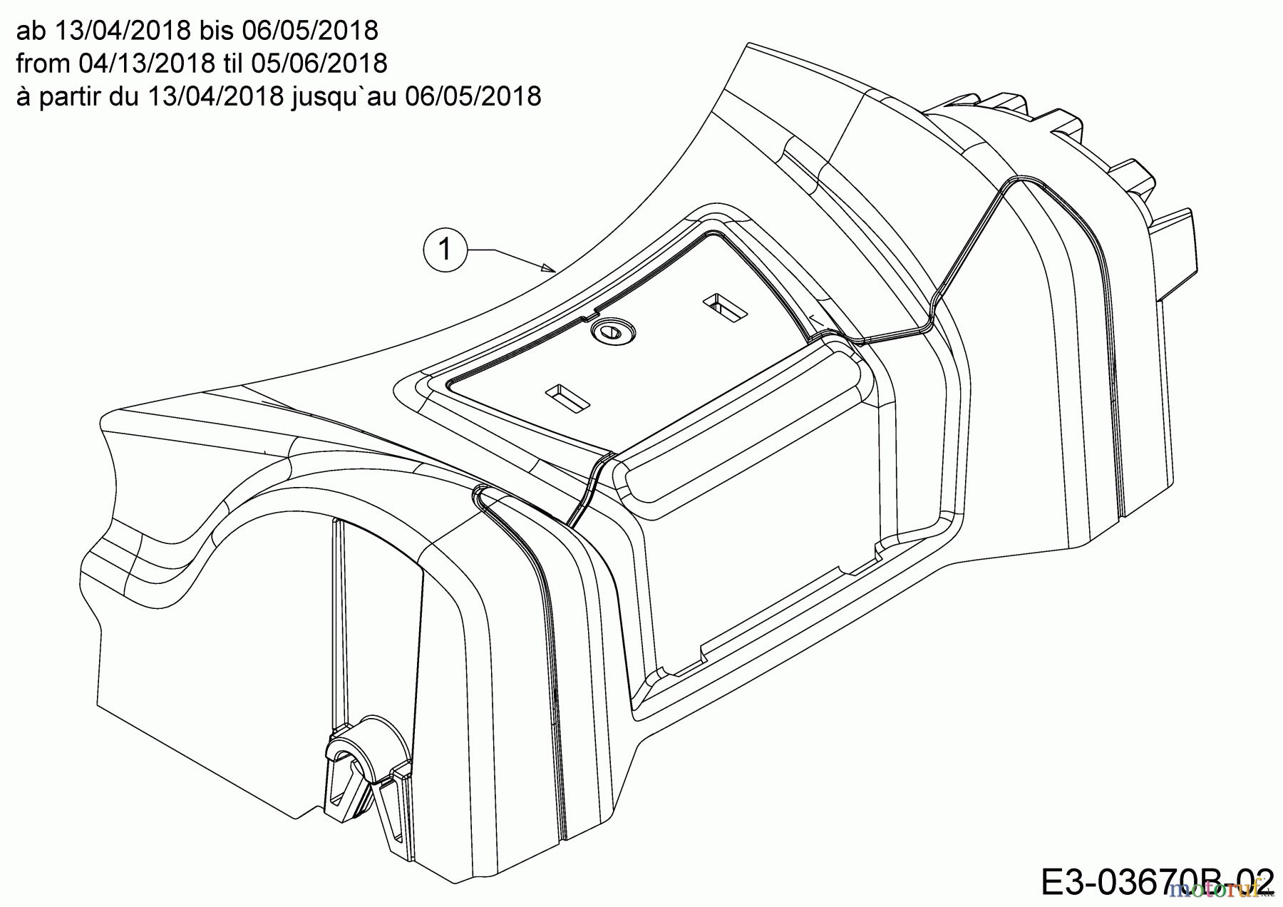  MTD Motormäher mit Antrieb Smart 42 SPO 12D-LASJ600  (2018) Abdeckung Vorderachse ab 13/04/2018 bis 06/05/2018