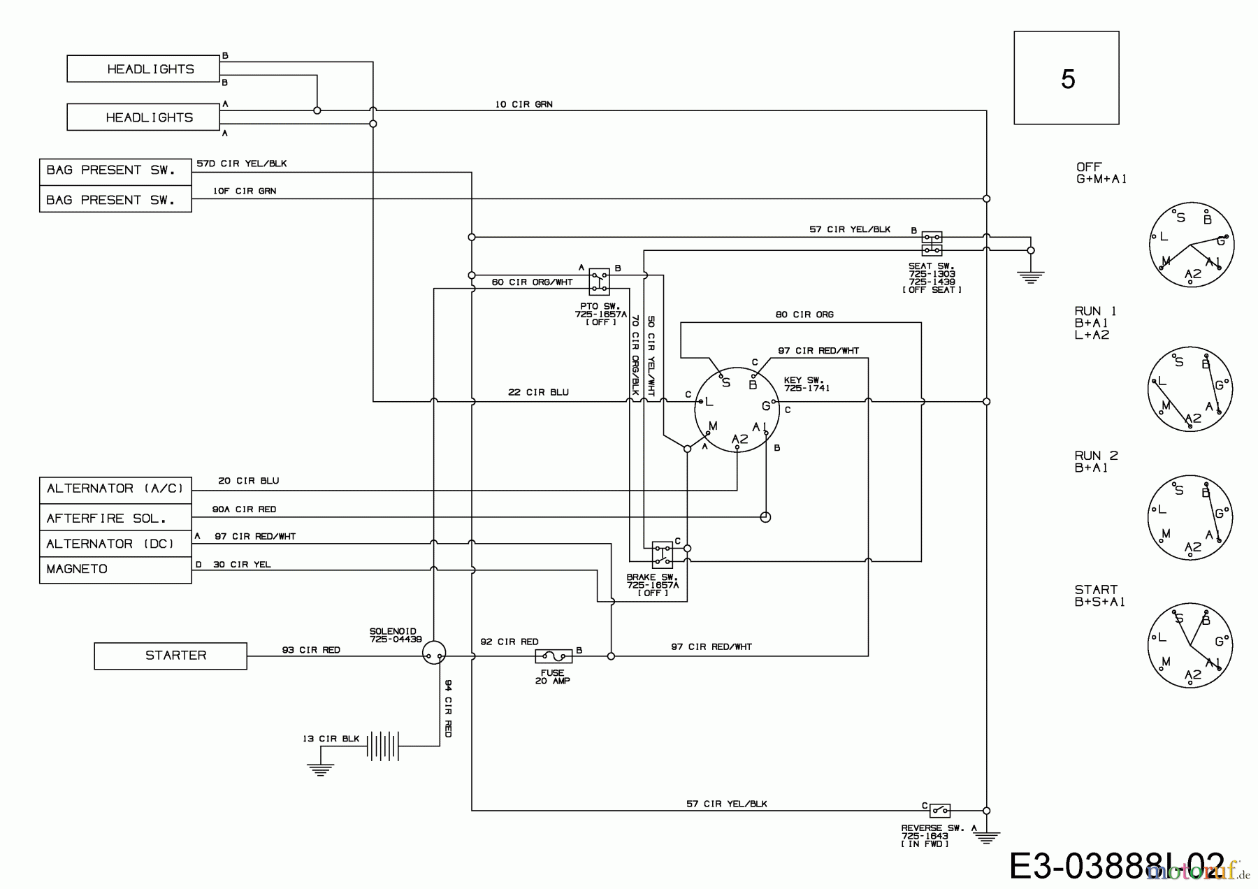  MTD Rasentraktoren Optima LN 165 H 13IN71KN678  (2018) Schaltplan