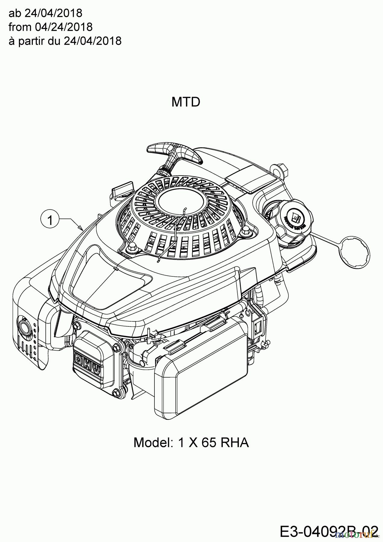  MTD Motormäher mit Antrieb 5350 HW 12A-PDJ6600  (2019) Motor MTD ab 24/04/2018
