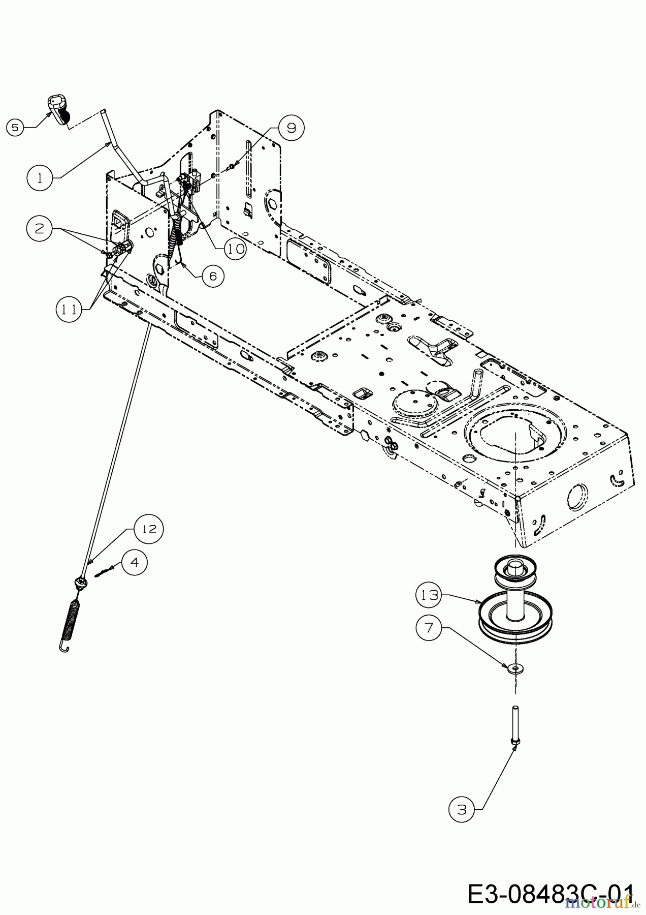  MTD Rasentraktoren 420/38 13A2765F308  (2018) Mähwerkseinschaltung, Motorkeilriemenscheibe