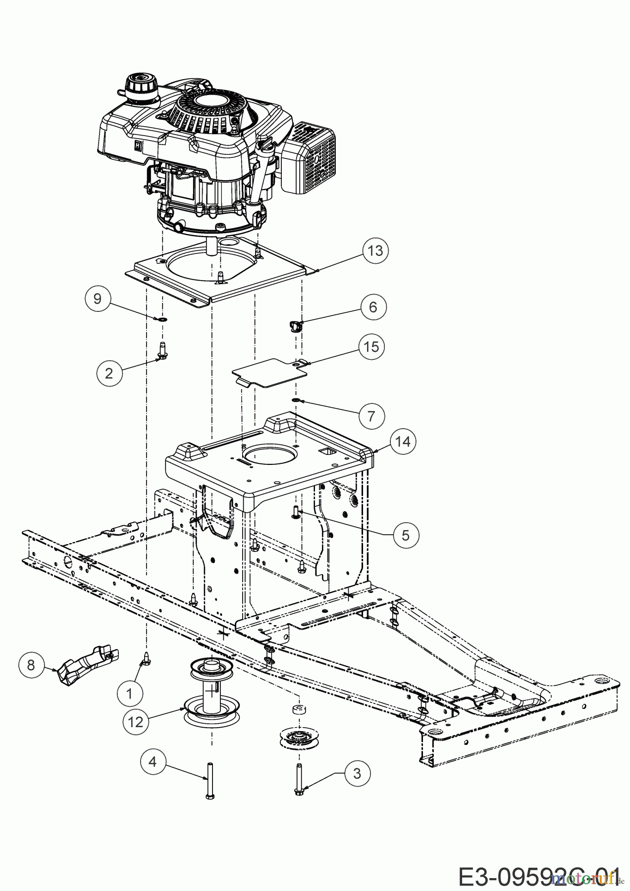  MTD Rasentraktoren Minirider 60 RDHE 13AW21SC600  (2019) Motorkeilriemenscheibe, Motorträger