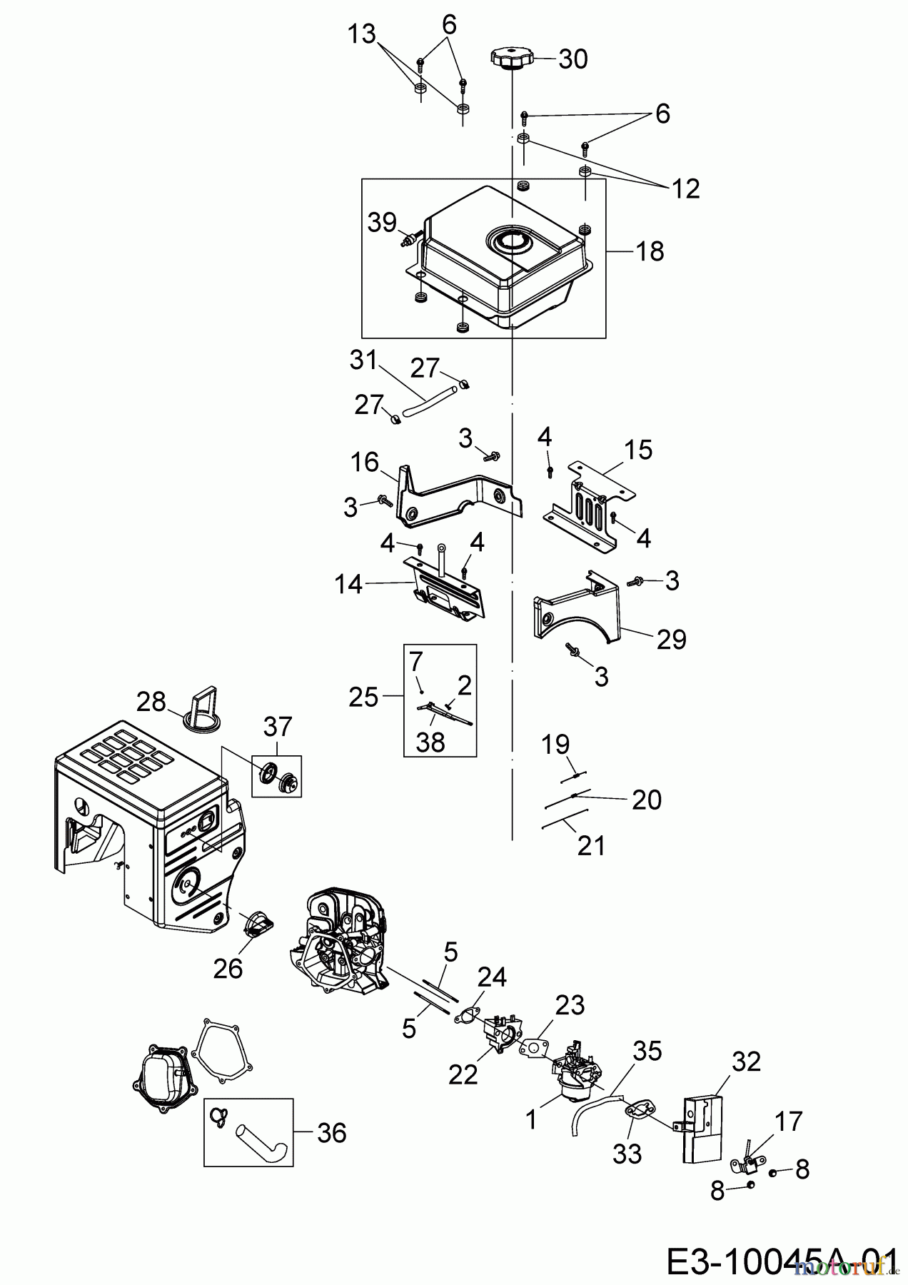  MTD-Motoren Horizontal 678-SH 752Z678-SH  (2019) Regelung, Tank, Vergaser