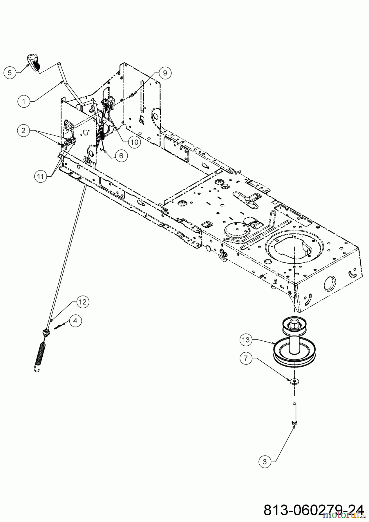  Tigara Rasentraktoren TG 13 / 96 TE 13A776KF649 (2021) Mähwerkseinschaltung, Motorkeilriemenscheibe