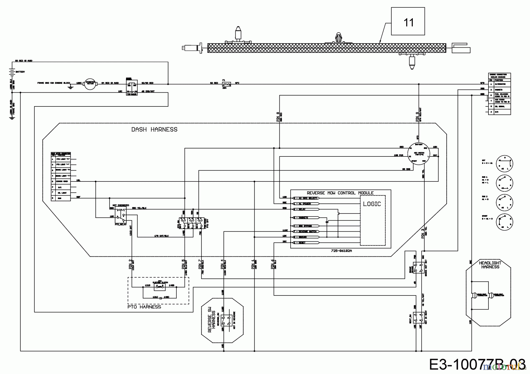  Cub Cadet Rasentraktoren XT1 OR106 13B8A1CR603  (2020) Schaltplan Elektromagnetkupplung