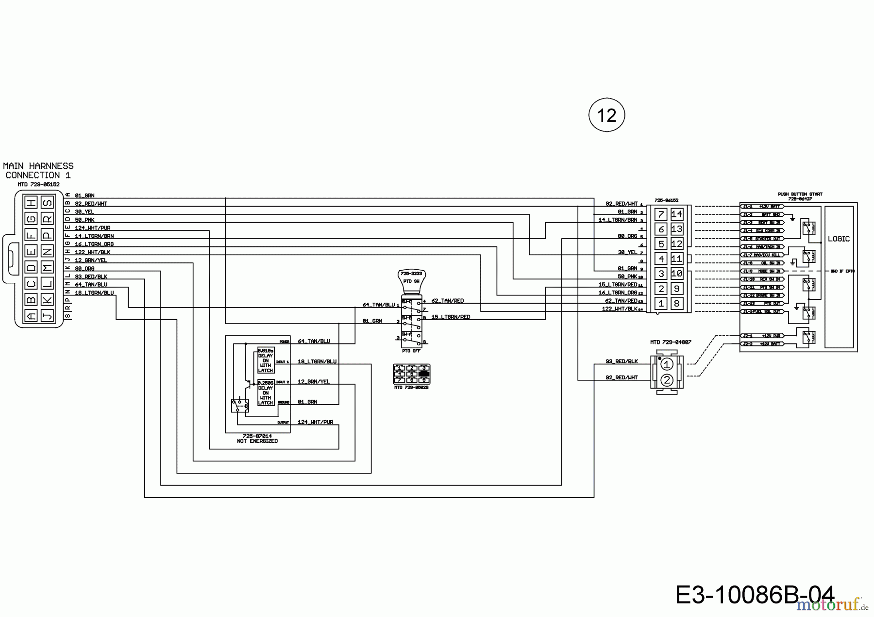  Cub Cadet Rasentraktoren XT3 QR106E 13CIA5CR603  (2020) Schaltplan Elektromagnetkupplung