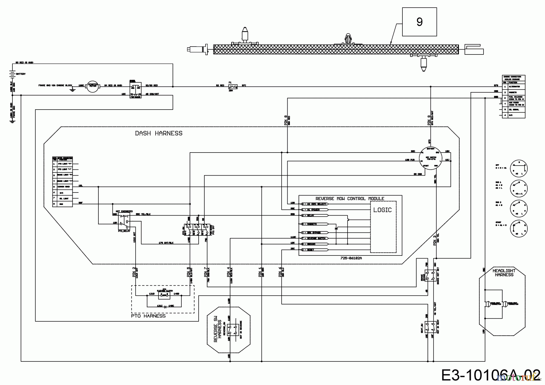  Wolf-Garten Tracteurs de pelouse GLTT 165.95 H 13BDA1VB650  (2017) Plan électrique embrayage électromagnétique