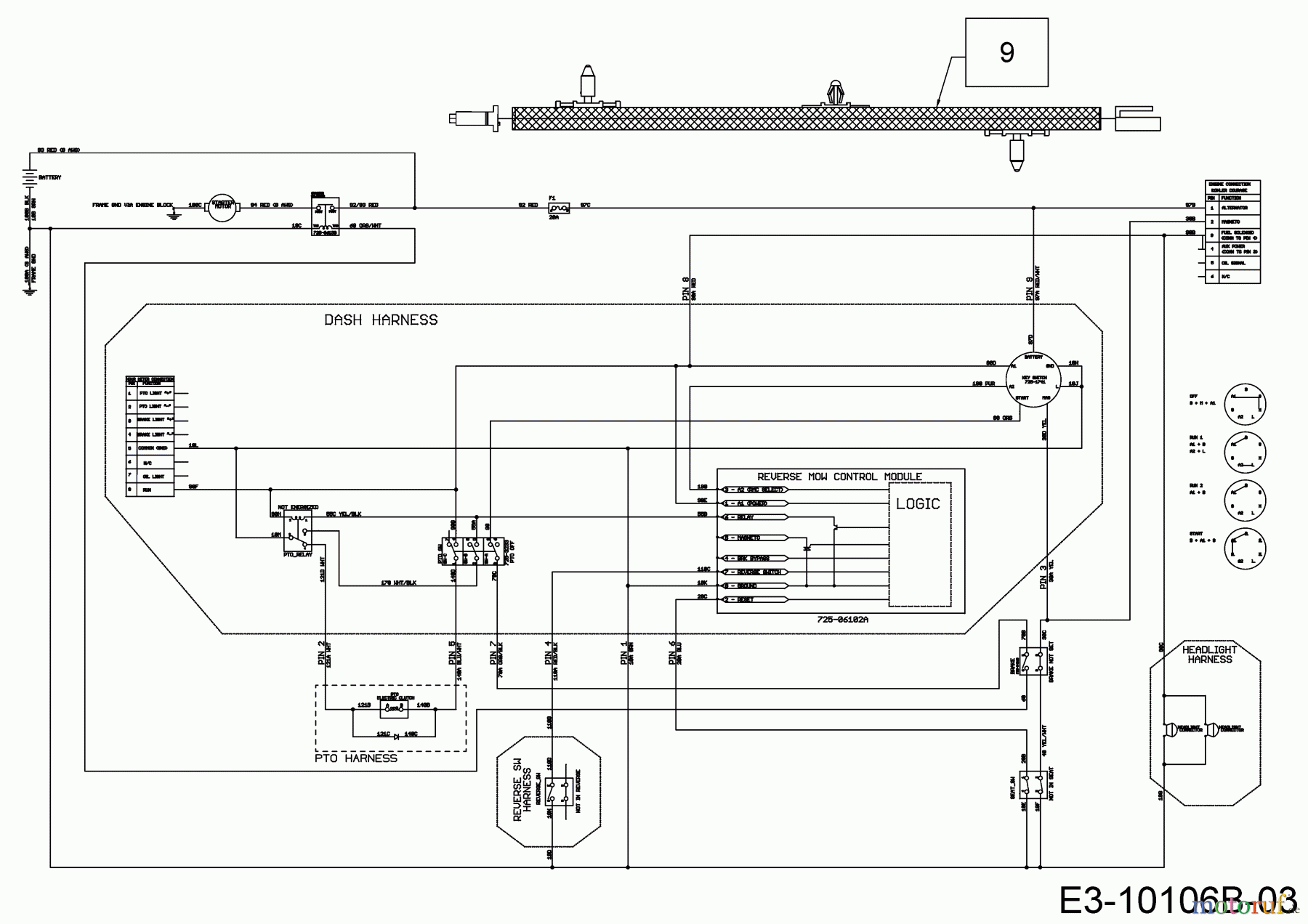  Wolf-Garten Rasentraktoren 95.165 H 13CDA1VB650  (2020) Schaltplan Elektromagnetkupplung