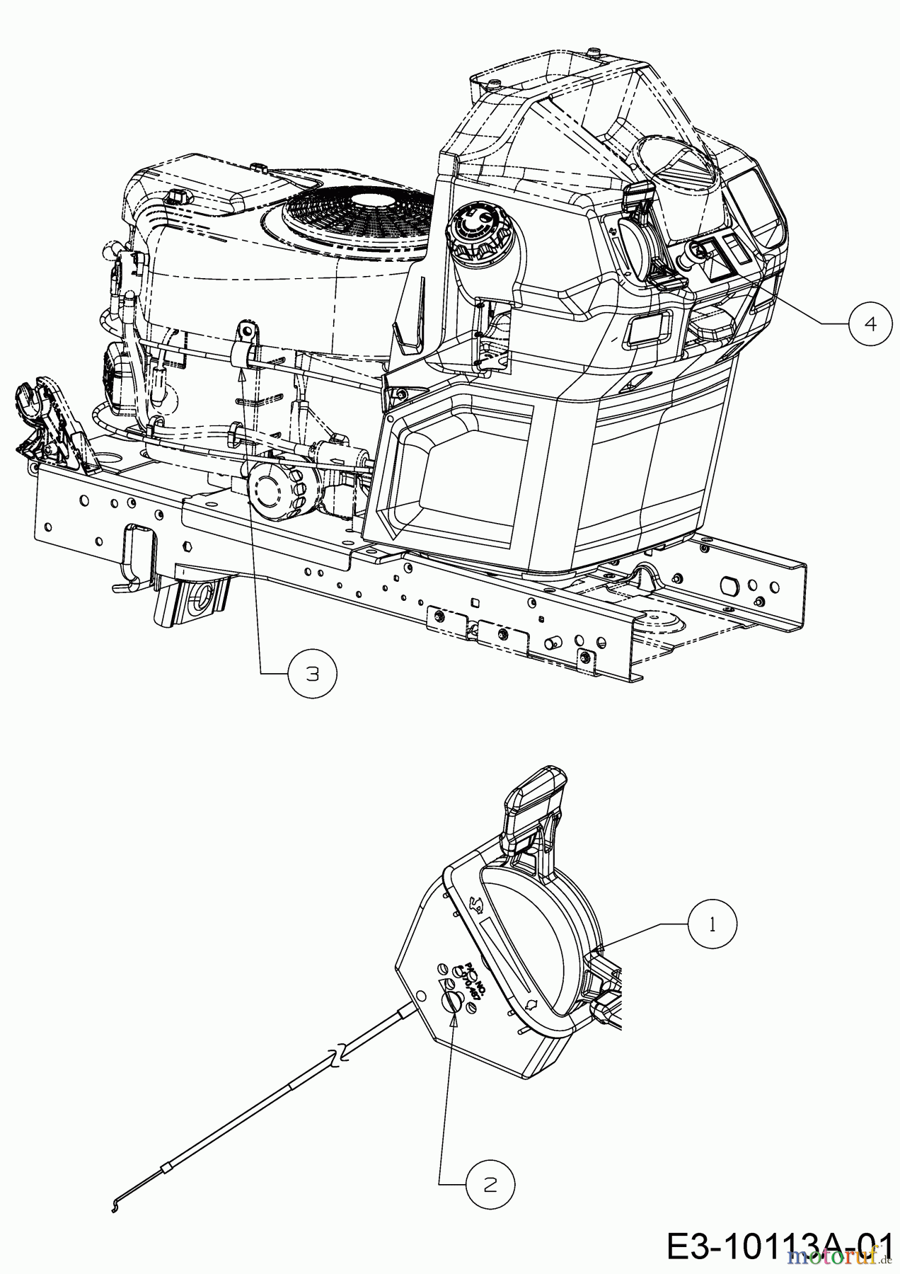  Wolf-Garten Tracteurs de pelouse GLTT 180.106 H 13BTA1VR650  (2017) Commande de choke et gaz