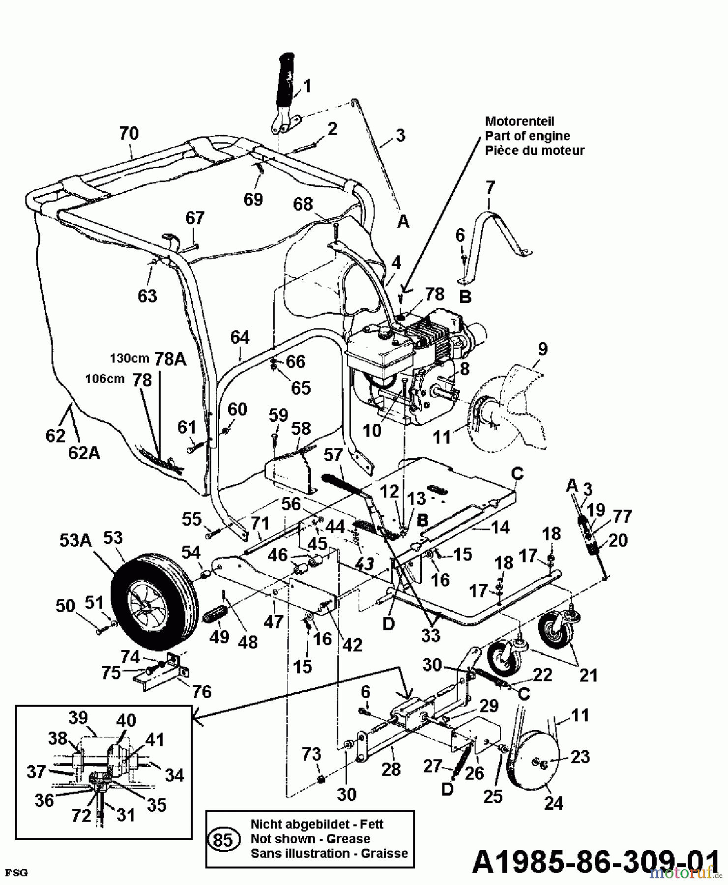  MTD Souffleur de feuille, Aspirateur de feuille 685 246-685-000  (1986) Machine de base