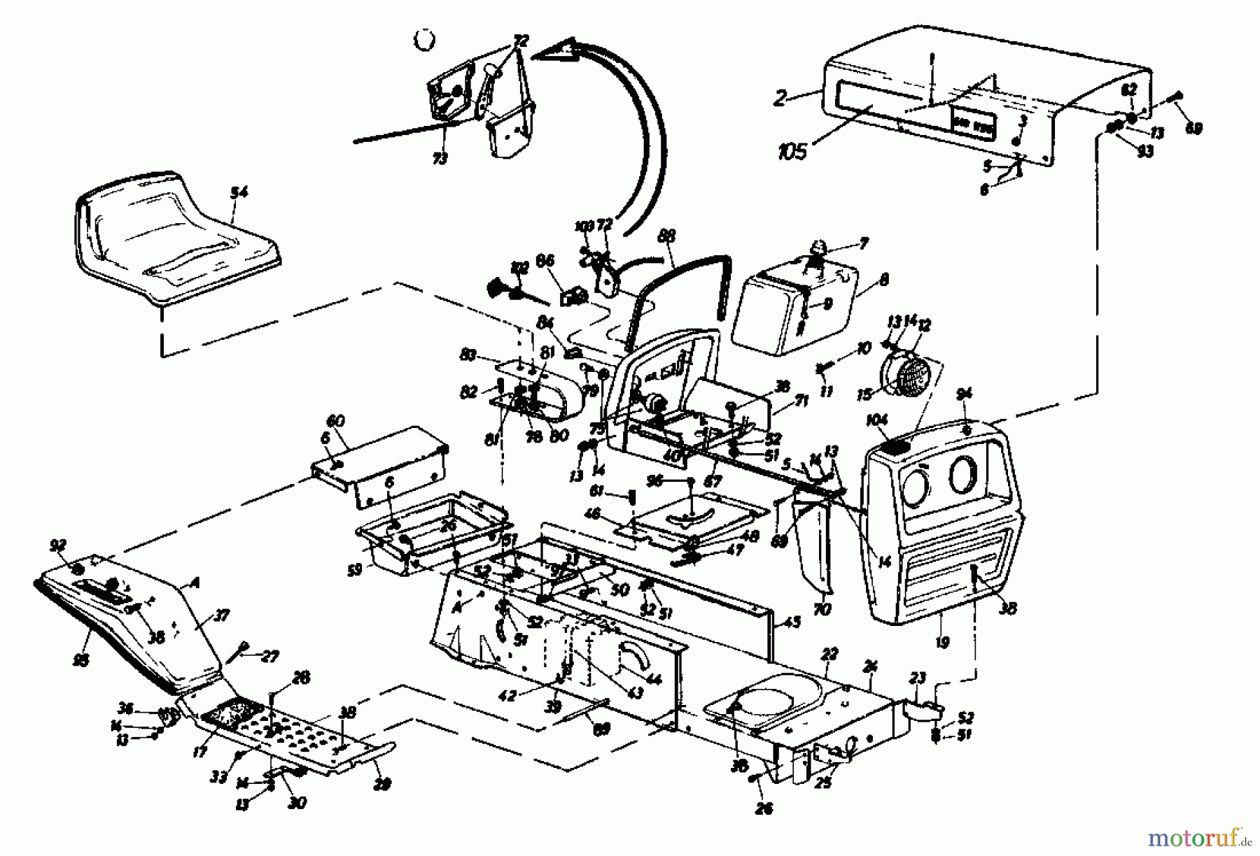  Gutbrod Rasentraktoren 610 EBS 02651.02  (1986) Armaturenbrett, Motorhaube, Sitzwanne