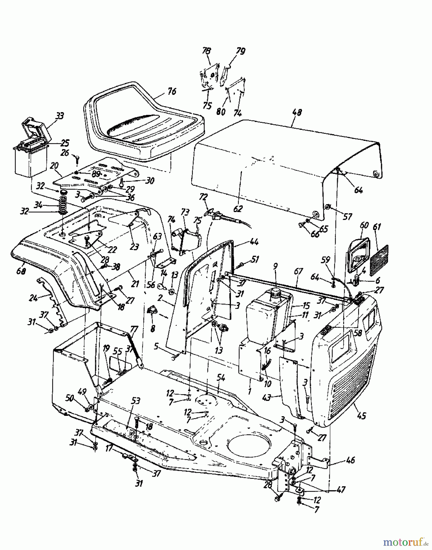  MTD Rasentraktoren 11/81 137-3320  (1987) Armaturenbrett, Motorhaube, Sitzwanne