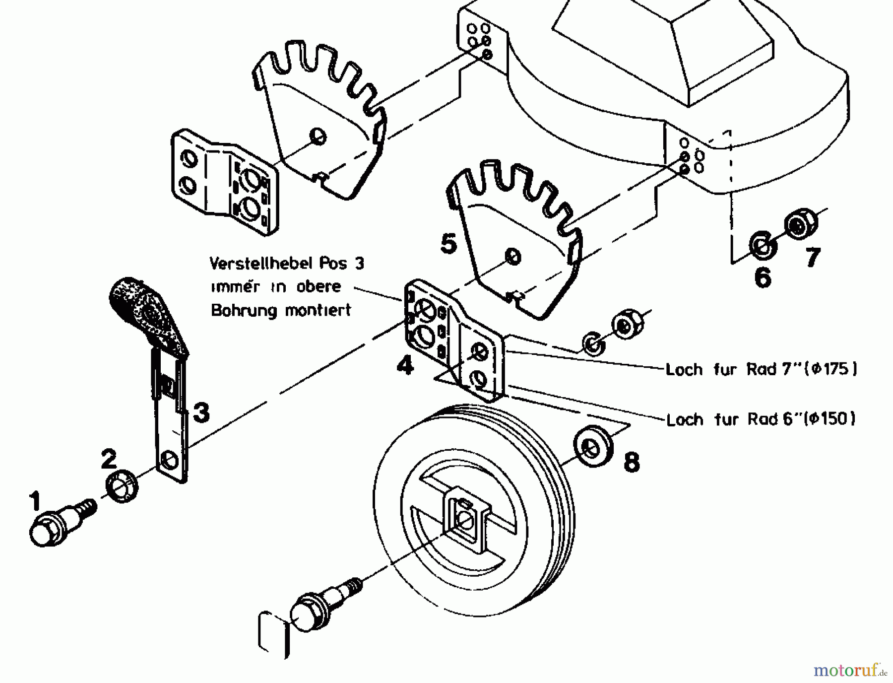 MTD Zubehör Zubehör Rasenmäher Schnitthöhenverstellung SHVNS 02679.04 (1987) Schnitthöhenverstellung