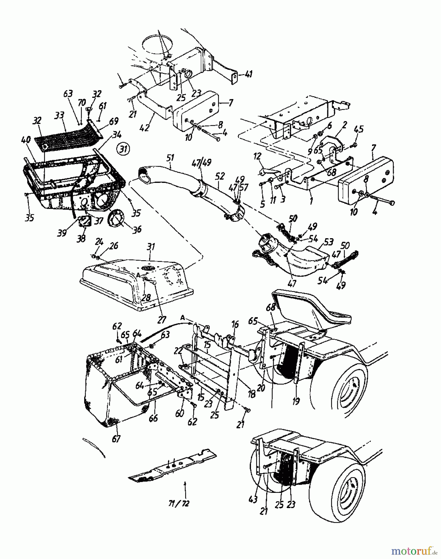  MTD Zubehör Zubehör Garten- und Rasentraktoren Grasfangvorrichtung für 400 Serie 190-0640  (1987) Grundgerät