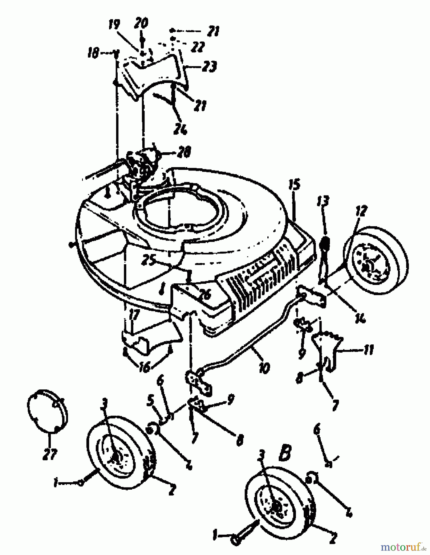  MTD Motormäher mit Antrieb VARIANT 53 S 129-8820  (1989) Vorderachse