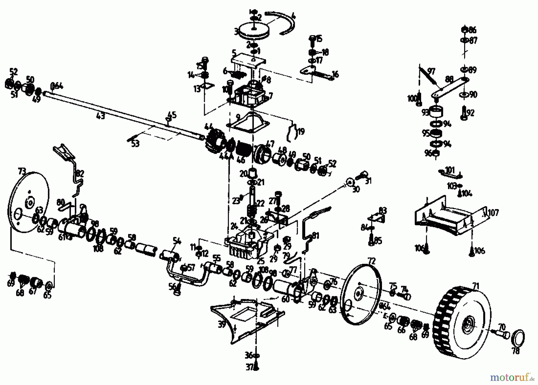  Golf Motormäher mit Antrieb 345 HR 2 T 02847.06  (1989) Getriebe