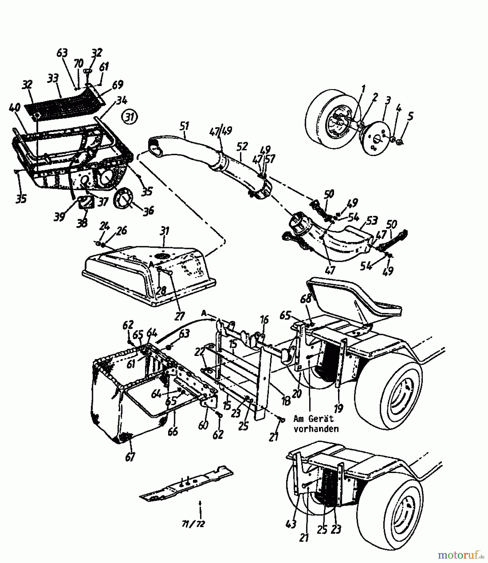  MTD Zubehör Zubehör Garten- und Rasentraktoren Grasfangvorrichtung für 400 Serie 190-0640  (1990) Grundgerät