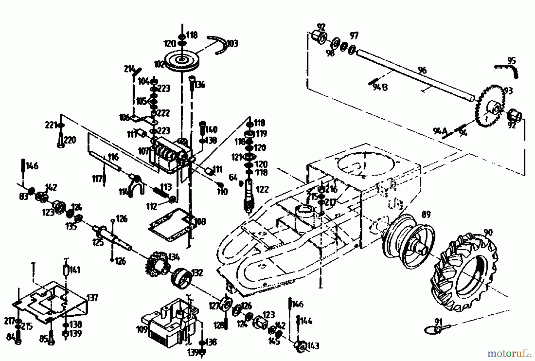  Gutbrod Balkenmäher BM 710 07515.02  (1990) Getriebe, Räder