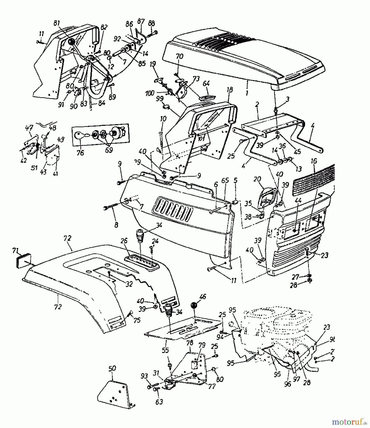  MTD Tracteurs de jardin SUPER 18-117 N 141-849H  (1991) Tableau de bord, Capot de moteur 9-Style, Jupe