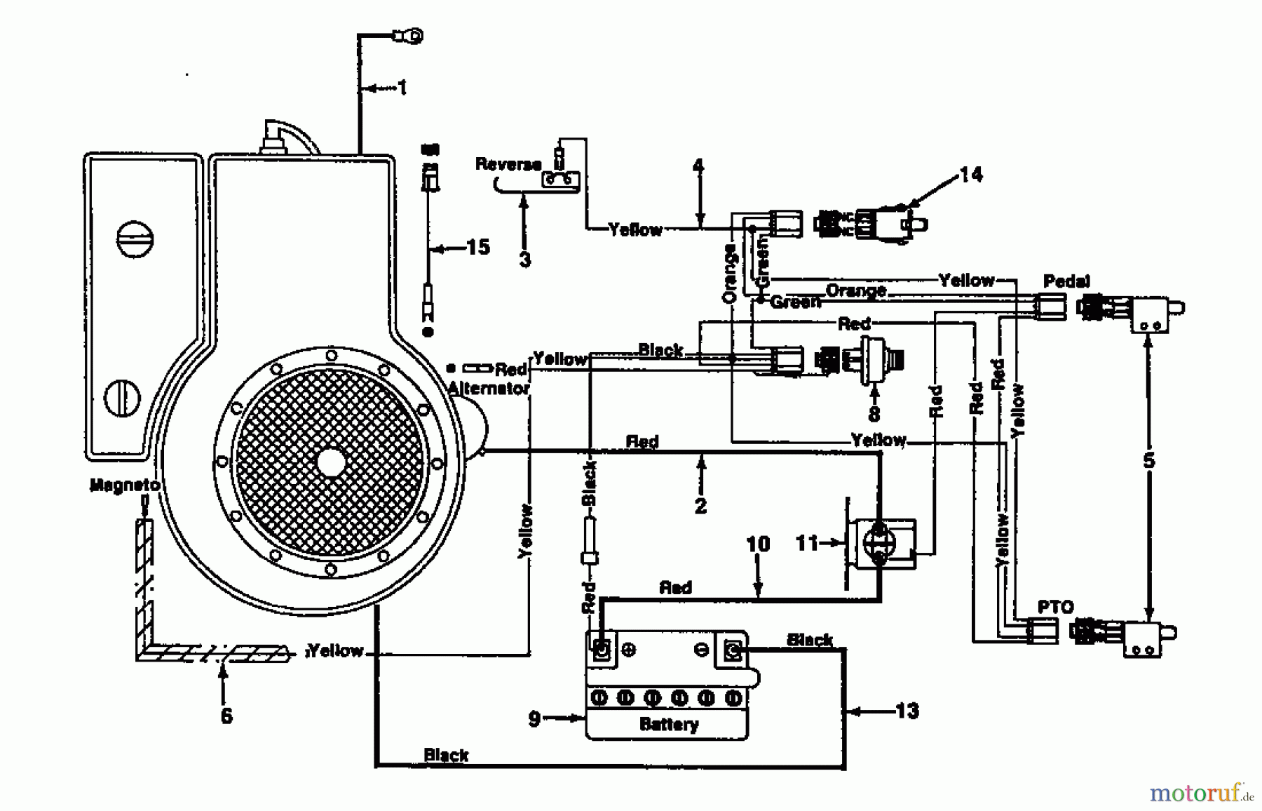  MTD Rasentraktoren 10/76 HN 131-520C  (1991) Schaltplan
