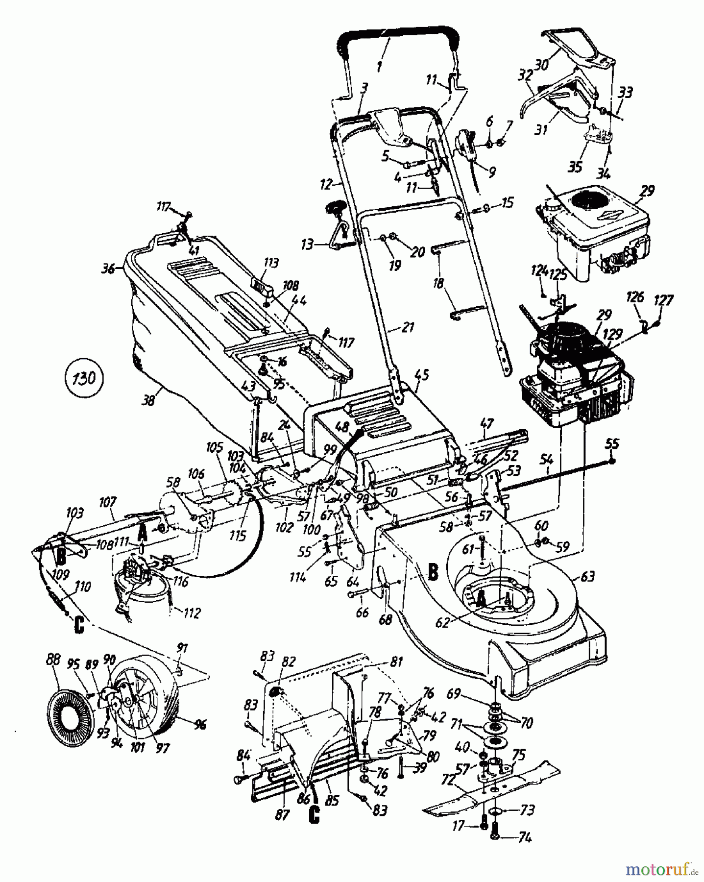  MTD Motormäher mit Antrieb SUPER 53 S 121-478R  (1991) Grundgerät