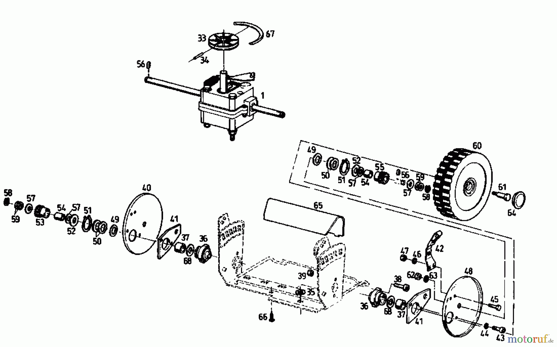  Golf Motormäher mit Antrieb 445 HR 4 E 04011.06  (1992) Getriebe, Räder, Schnitthöhenverstellung