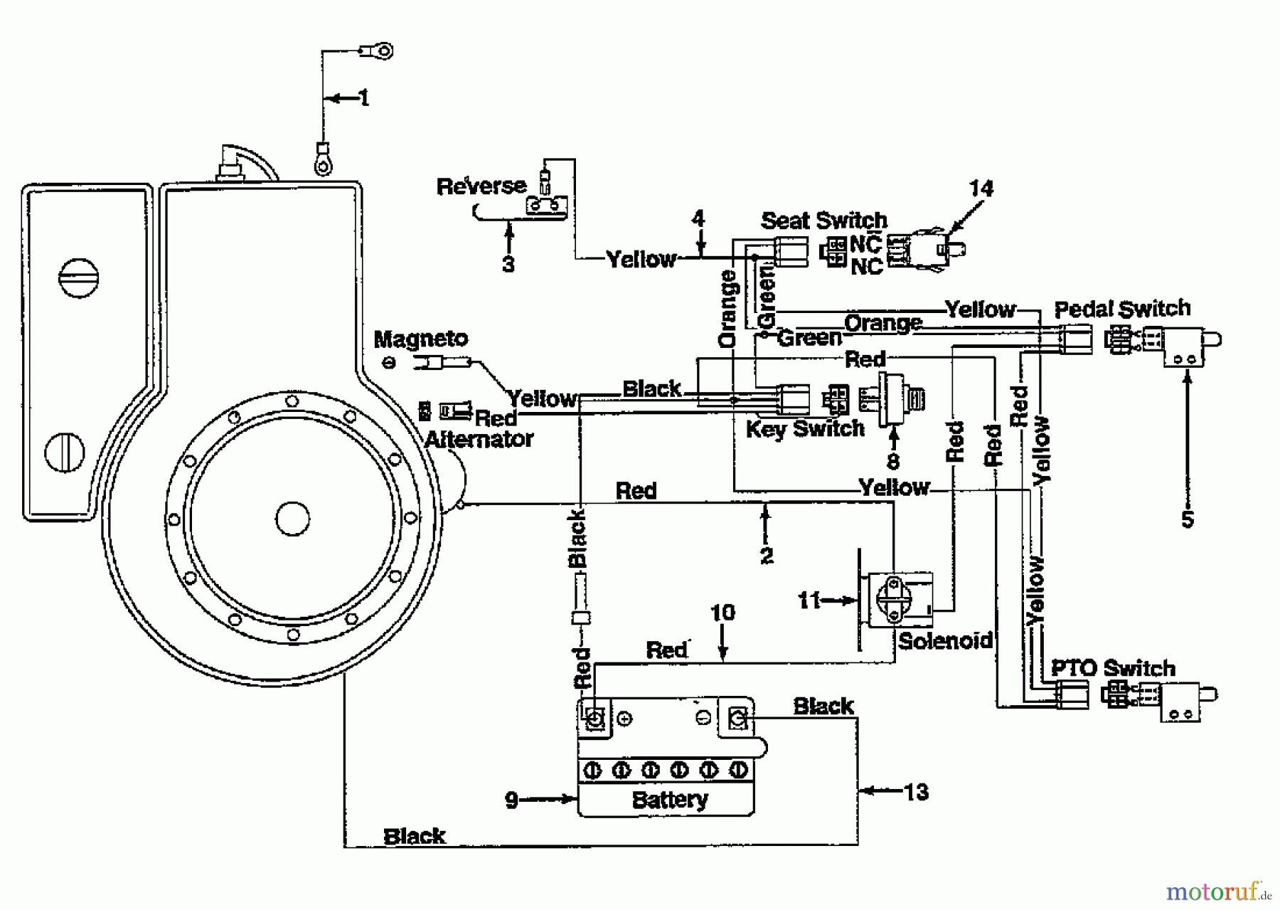  MTD Rasentraktoren 10/76 HN 132-520C  (1992) Schaltplan